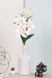 Art Street Artificial Oriental Lily Flower Sticks-Dotted White