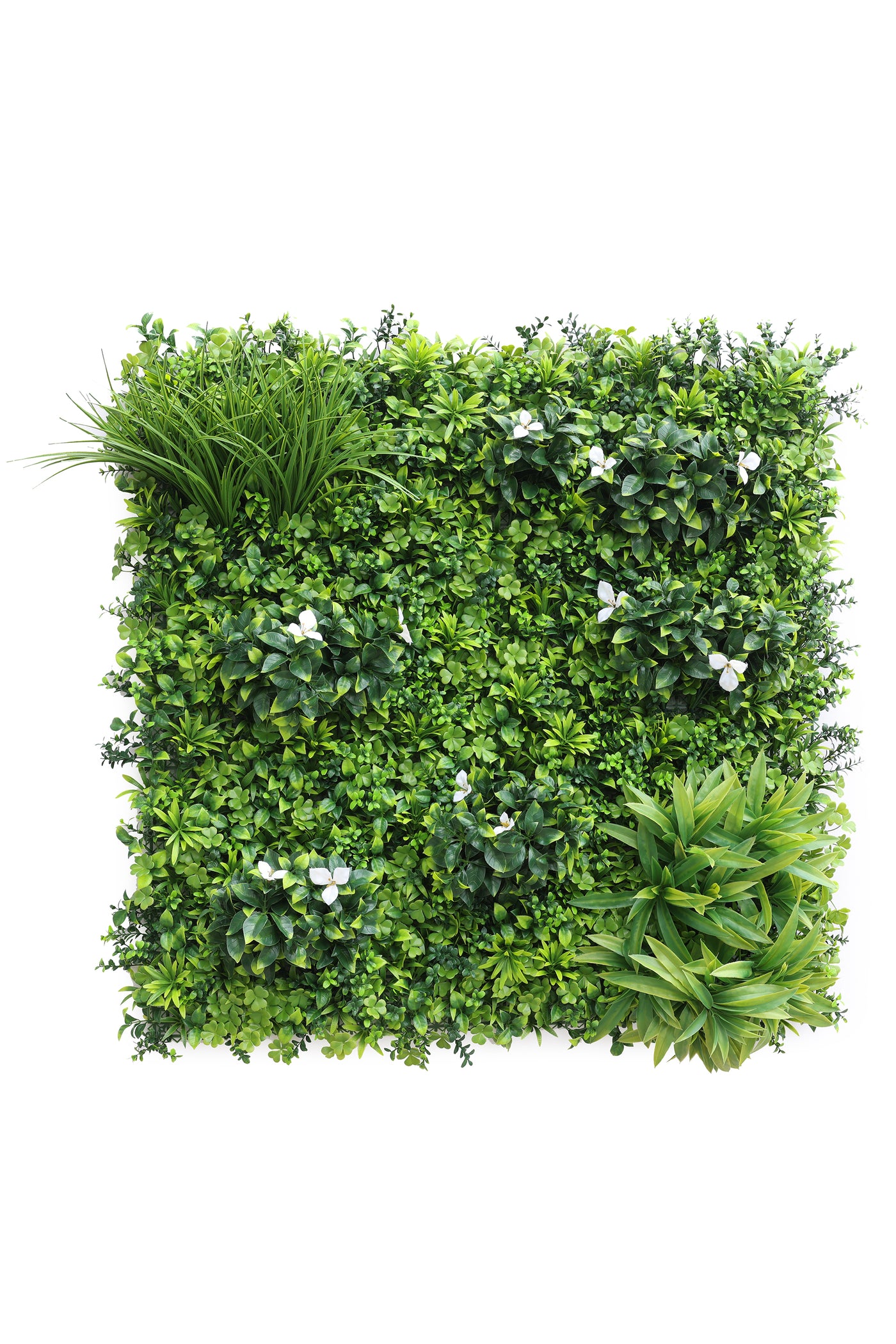 Artificial White flowers With Green Leaves Vertical Garden Wall Tile (Pack of 1)