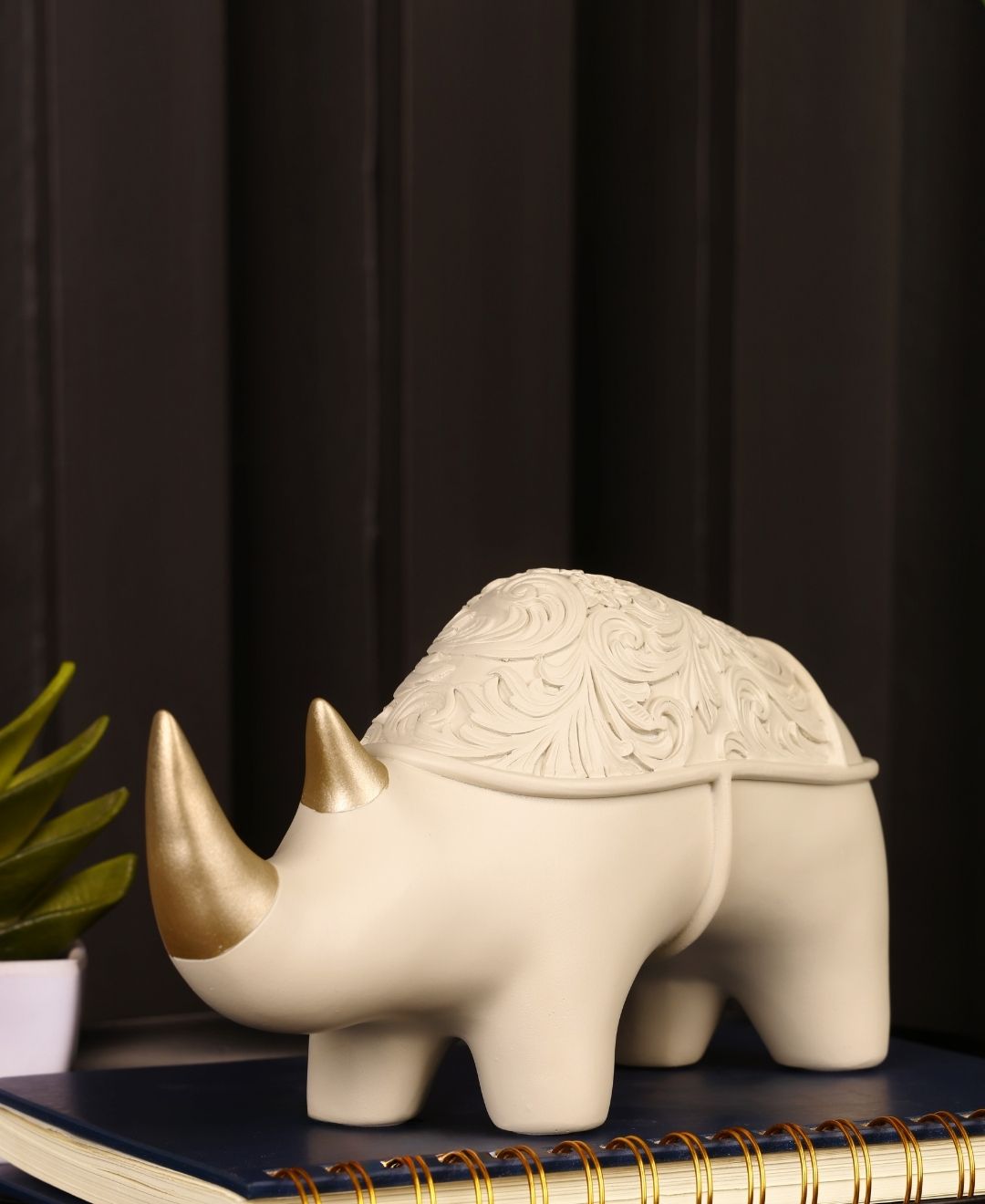 Golden Rhino Resin Artifact