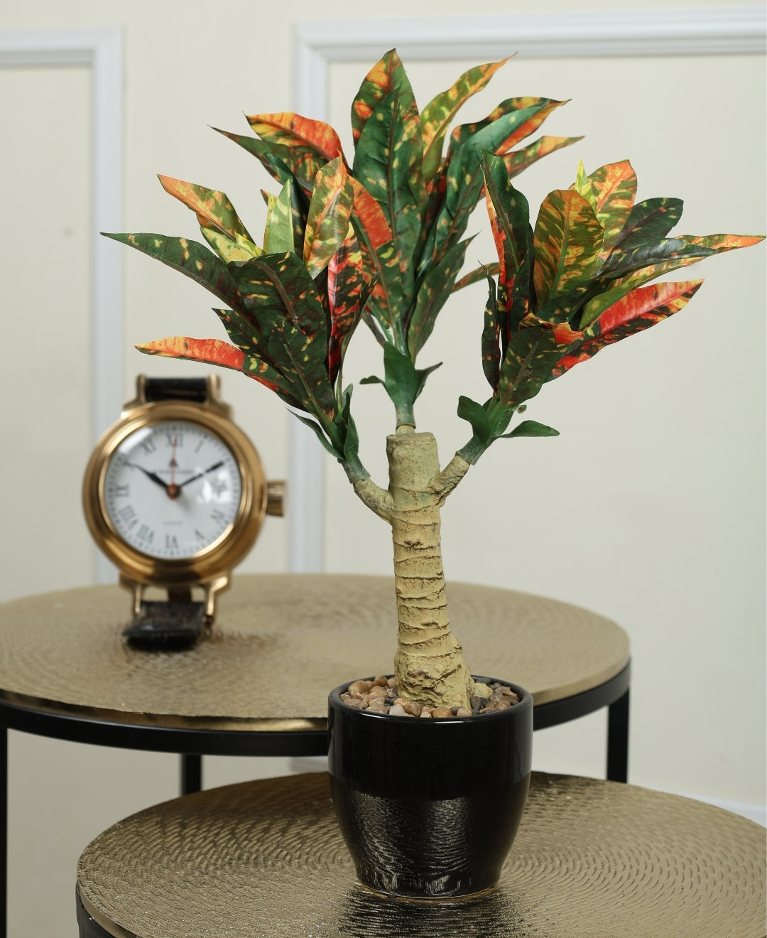 Graceful Croton Artificial Bonsai In Ceramic Pot