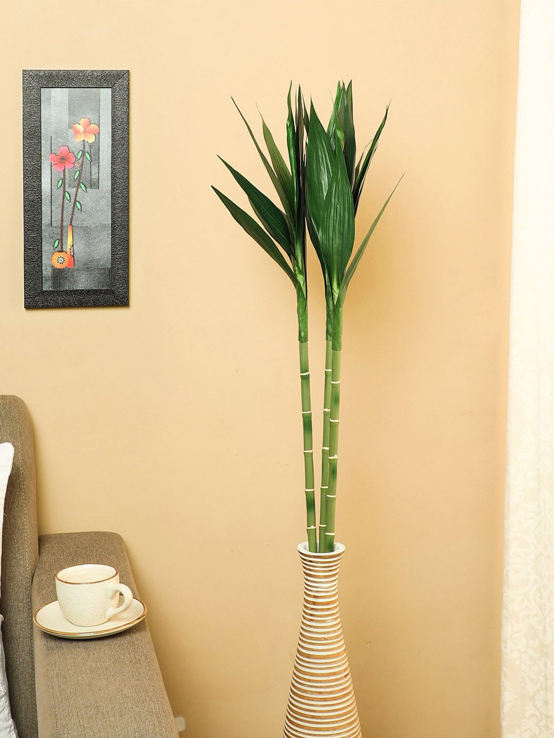 PolliNation Artificial Bamboo Palm Plant Without Pot, Set of 2