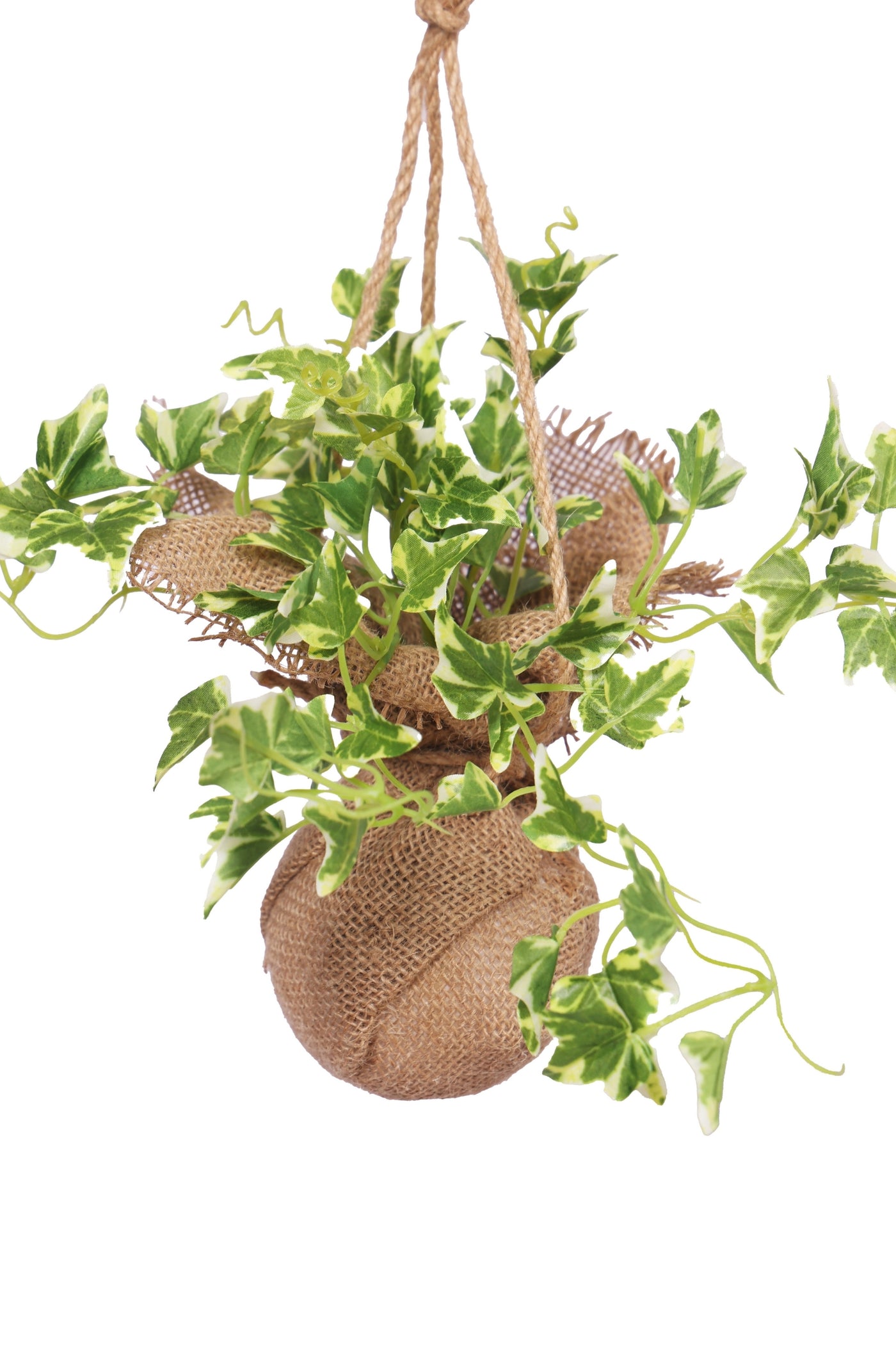 PolliNation Beautiful Artificial Hanging Ivy Creeper in a Jute Bag for Balcony (Pack of 1) Yellow