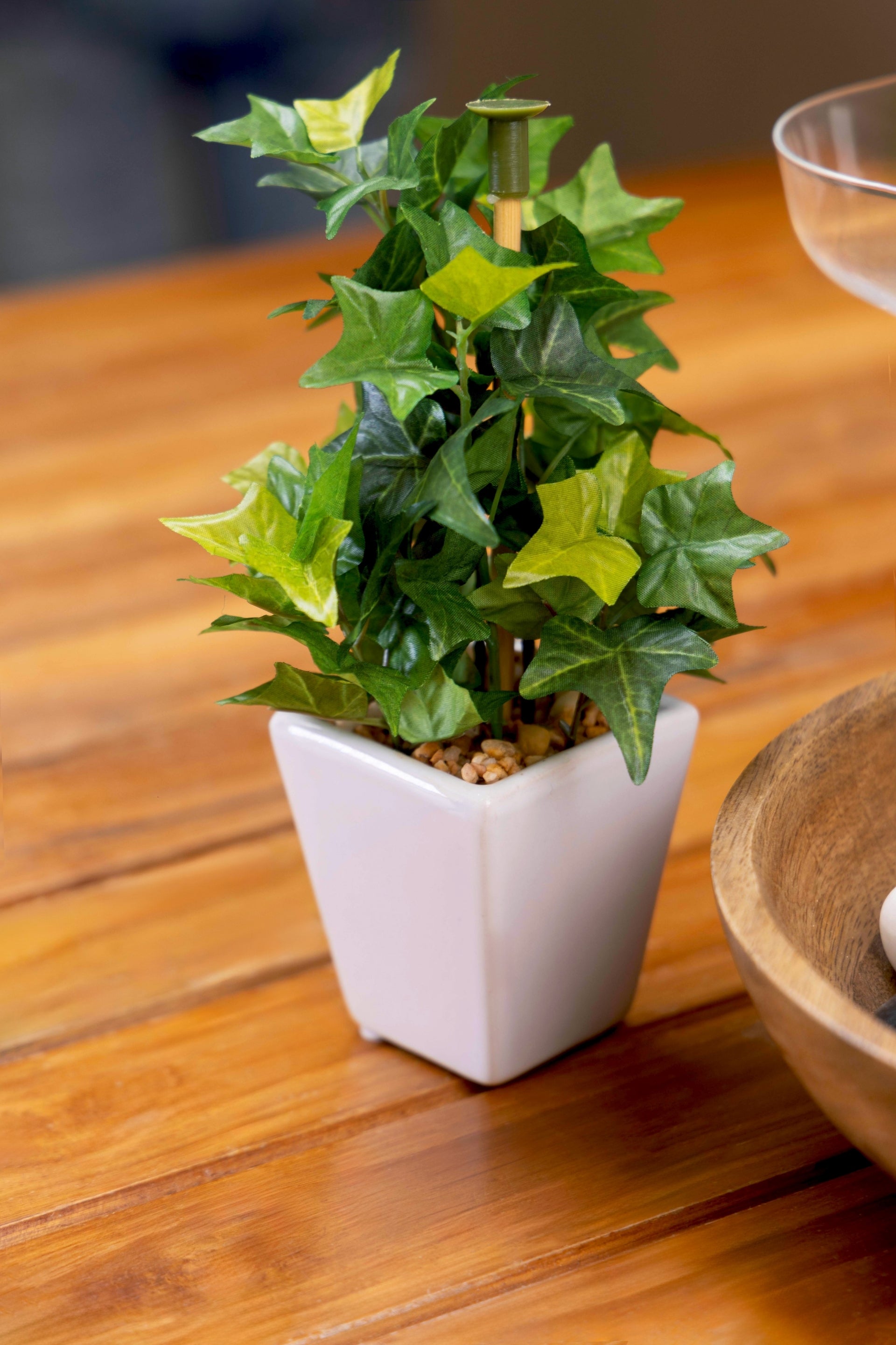 Pollination Artificial White Green Bonsai Plant With Pot (COIN)