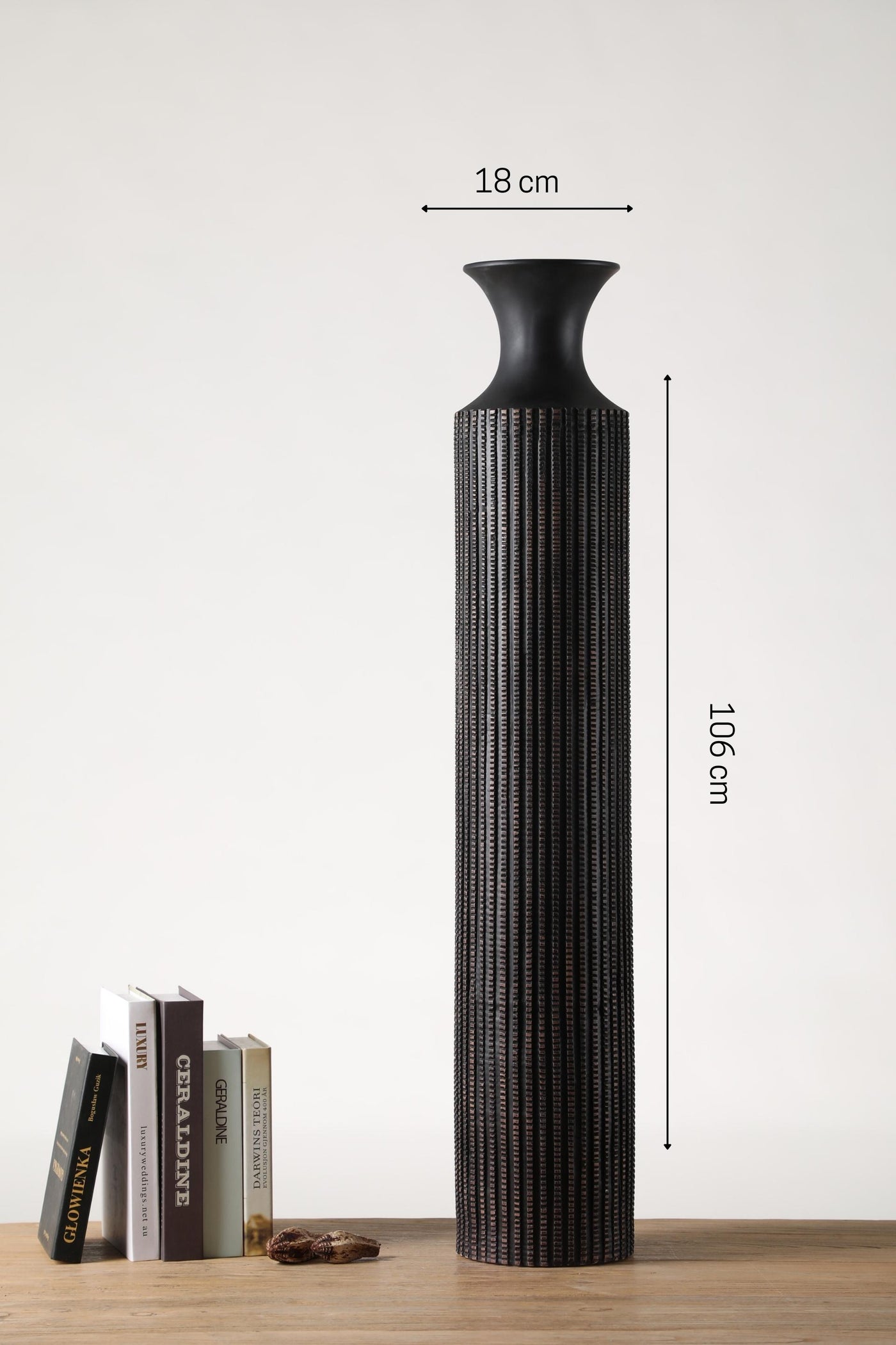Tall and slender  with fine and long stripes resin vase for your home or office decor