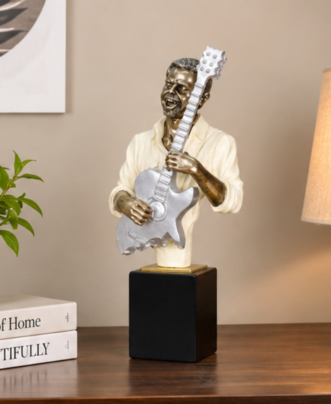 Vintage Guitarist Musician Sculpture Resin Artifact