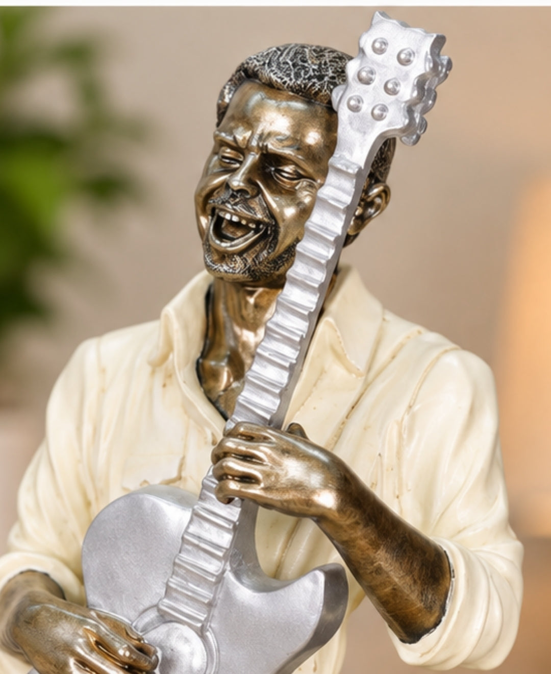Vintage Guitarist Musician Sculpture Resin Artifact