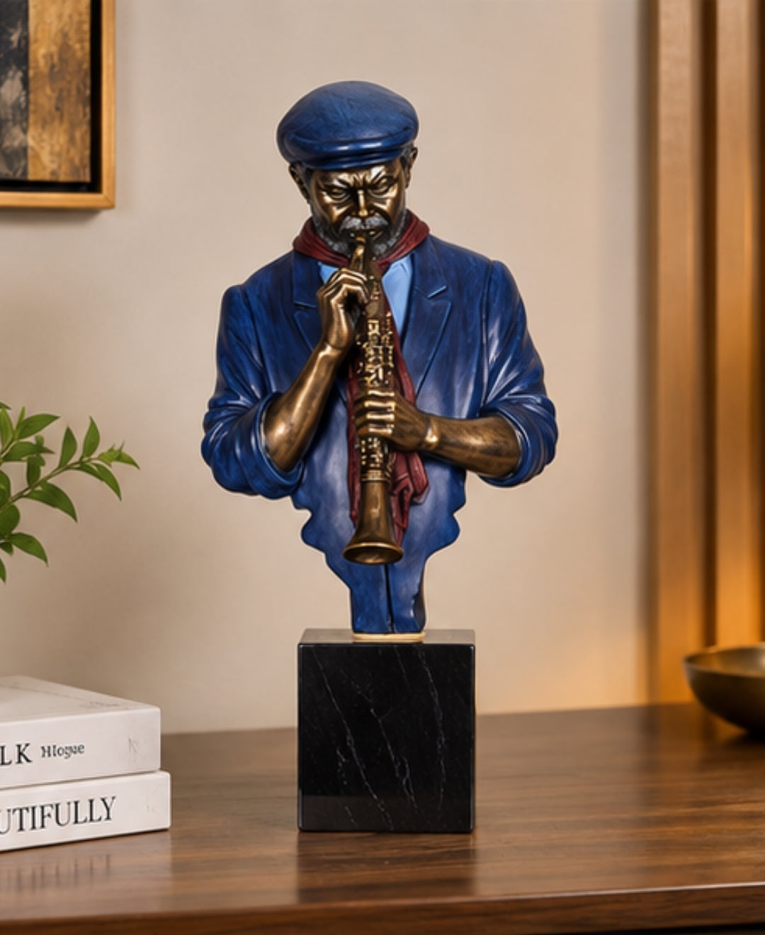 Vintage Saxophone Musician Sculpture Resin Artifact
