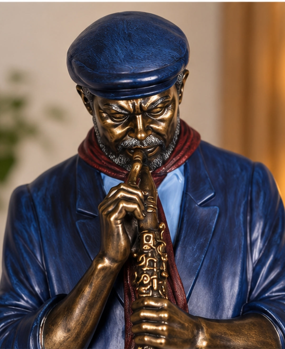 Vintage Saxophone Musician Sculpture Resin Artifact