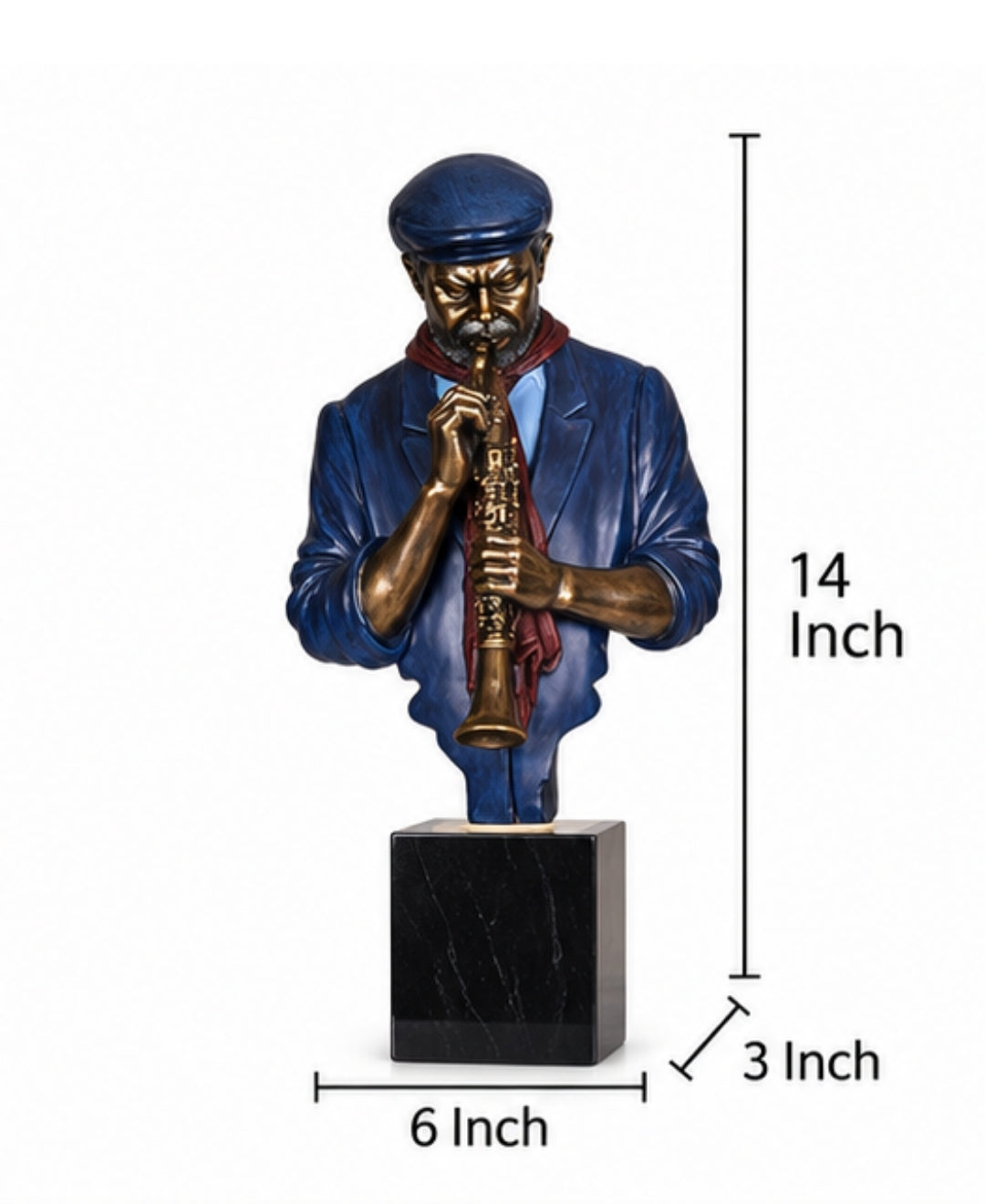 Vintage Saxophone Musician Sculpture Resin Artifact