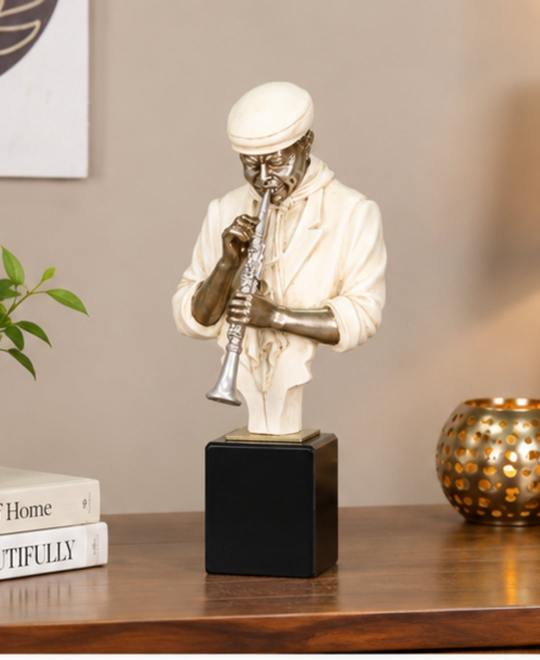 Vintage Saxophone Musician Sculpture Resin Artifact