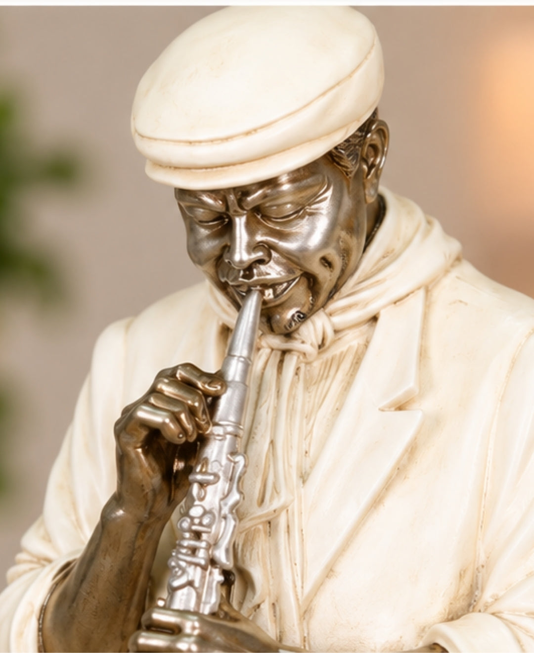 Vintage Saxophone Musician Sculpture Resin Artifact