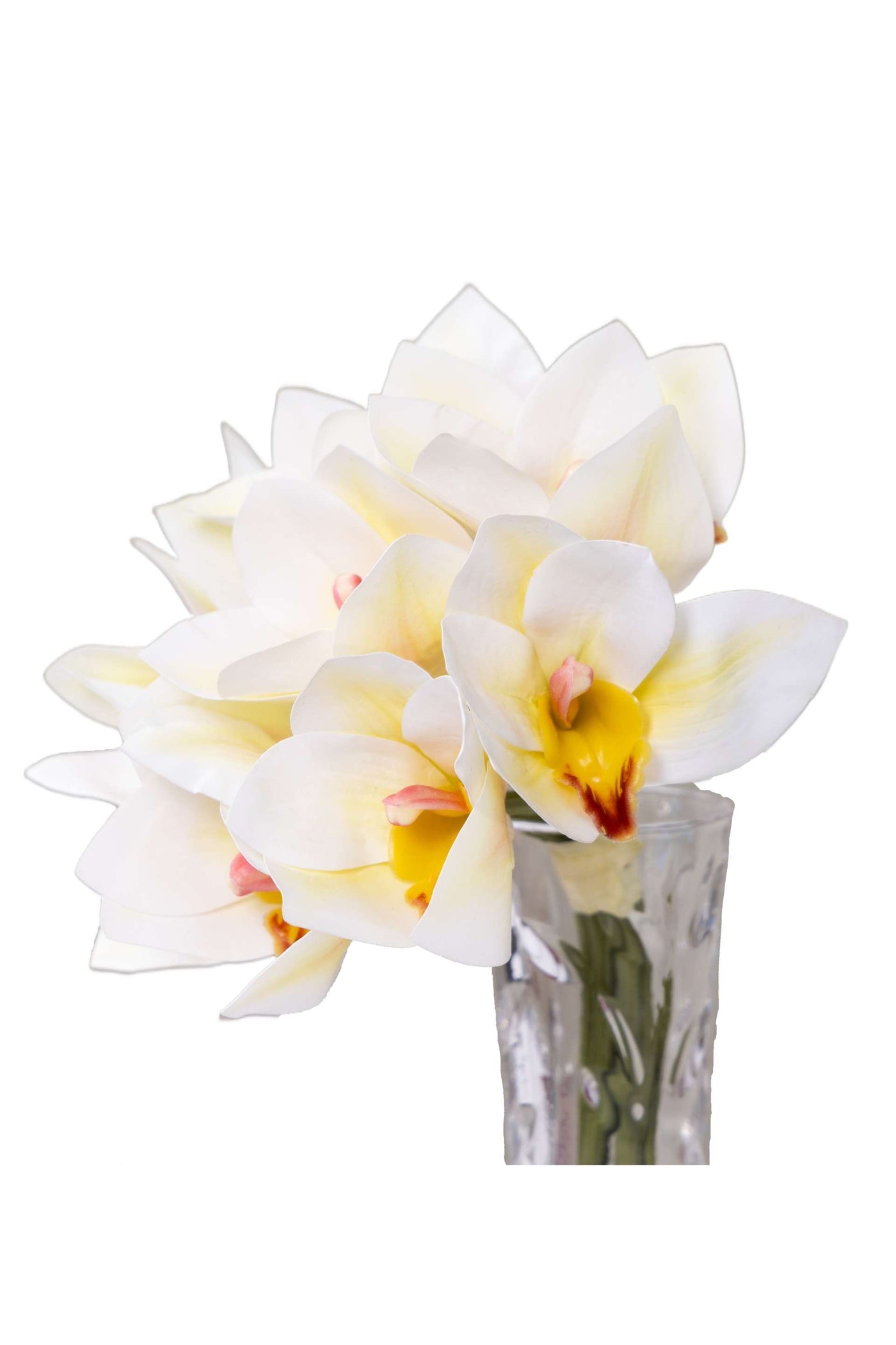 Artificial Orchid Flower Bunch-White