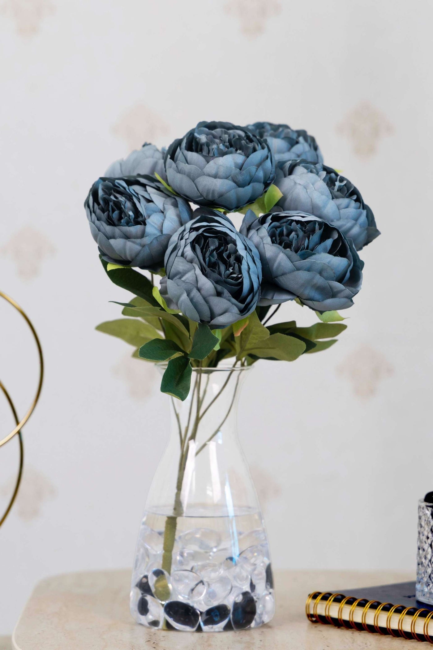 Peony Artificial Flowers Bunch for your home or office decor-Blue