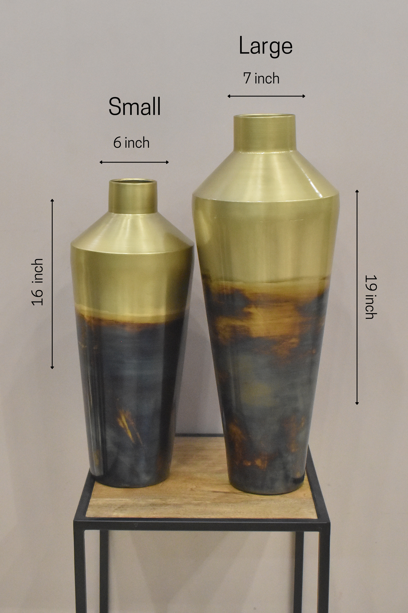 Vase with a gold color band and four colors for home or office decor-Large
