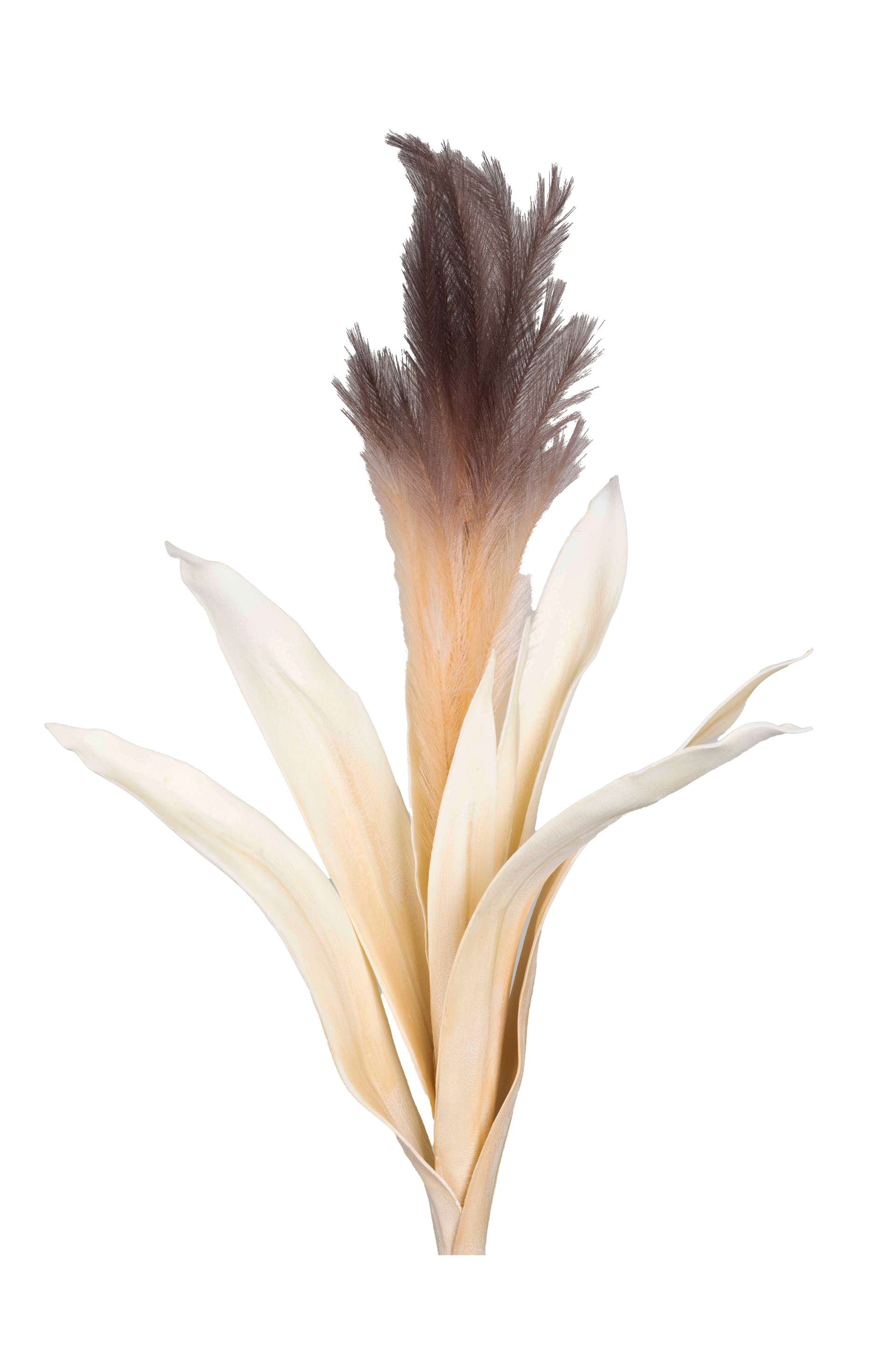 Artificial Feather & Leaf Stem-Brown