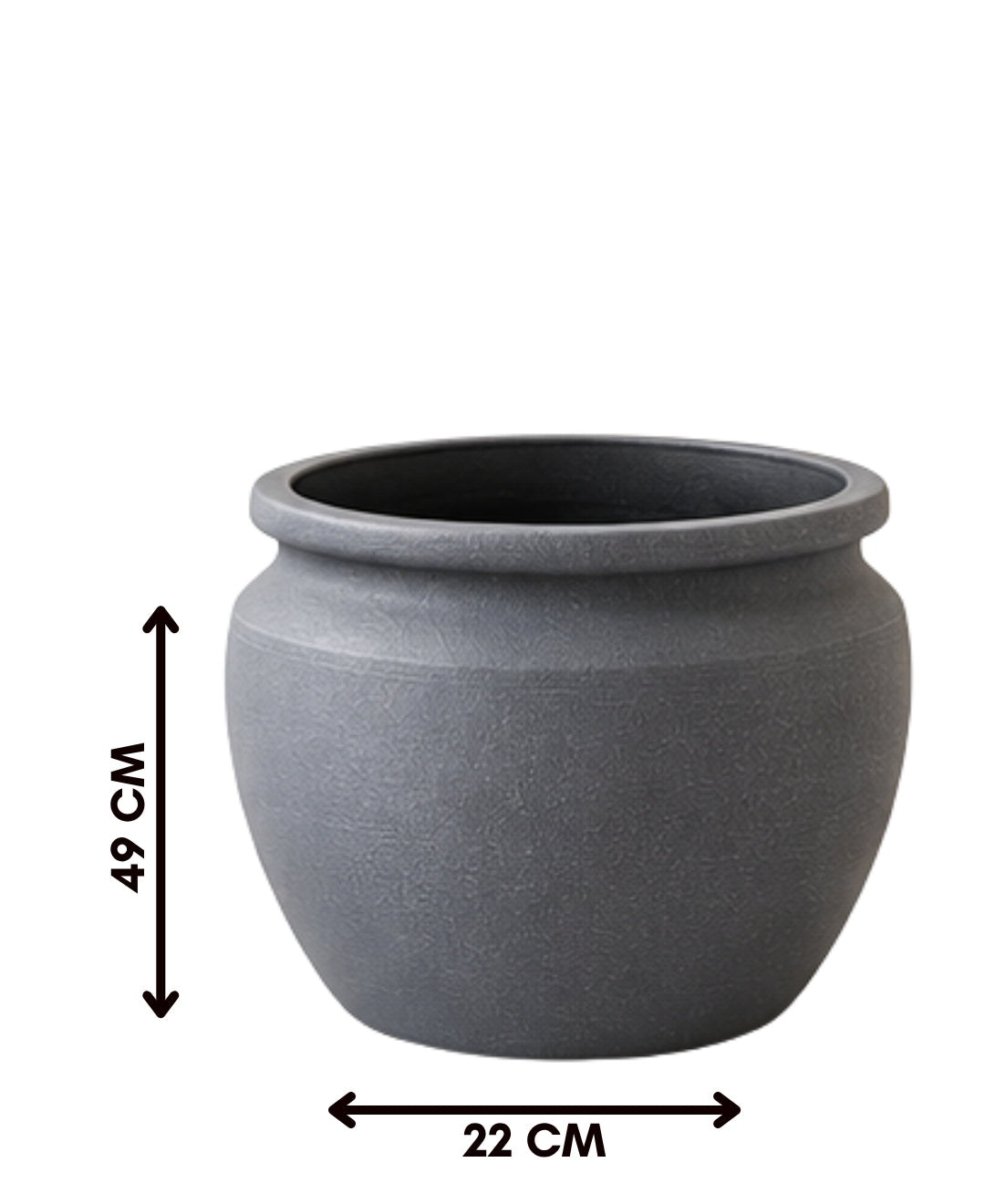 Classic Grey Planter with Wide Rim Large Planter