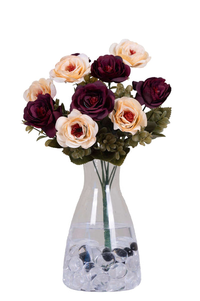 Premium Artificial Rose Flower Bunch-White (Without Pot)