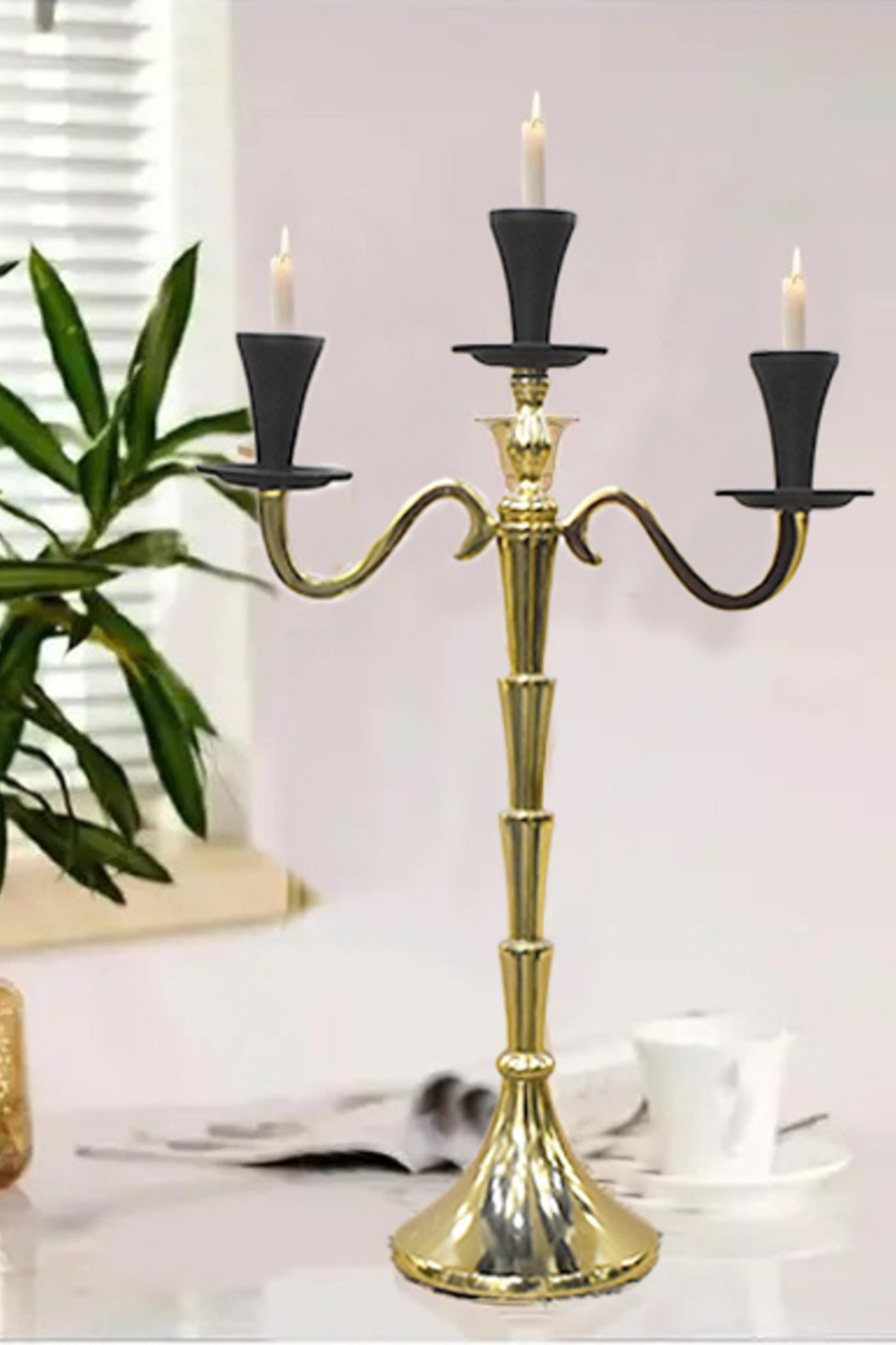 Golden 3-Arm Candelabra - Gold