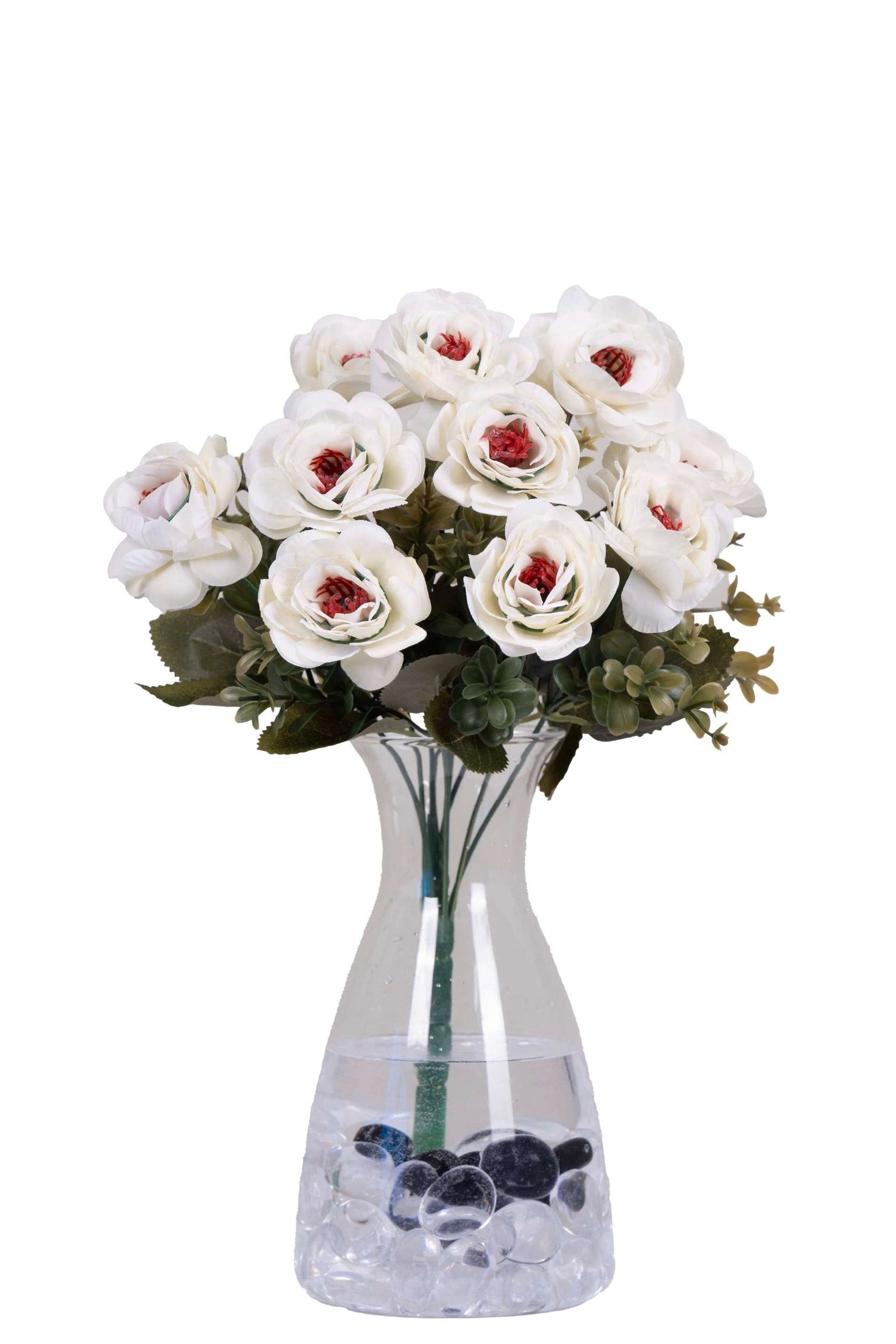 Premium Artificial Rose Flower Bunch-White (Without Pot)