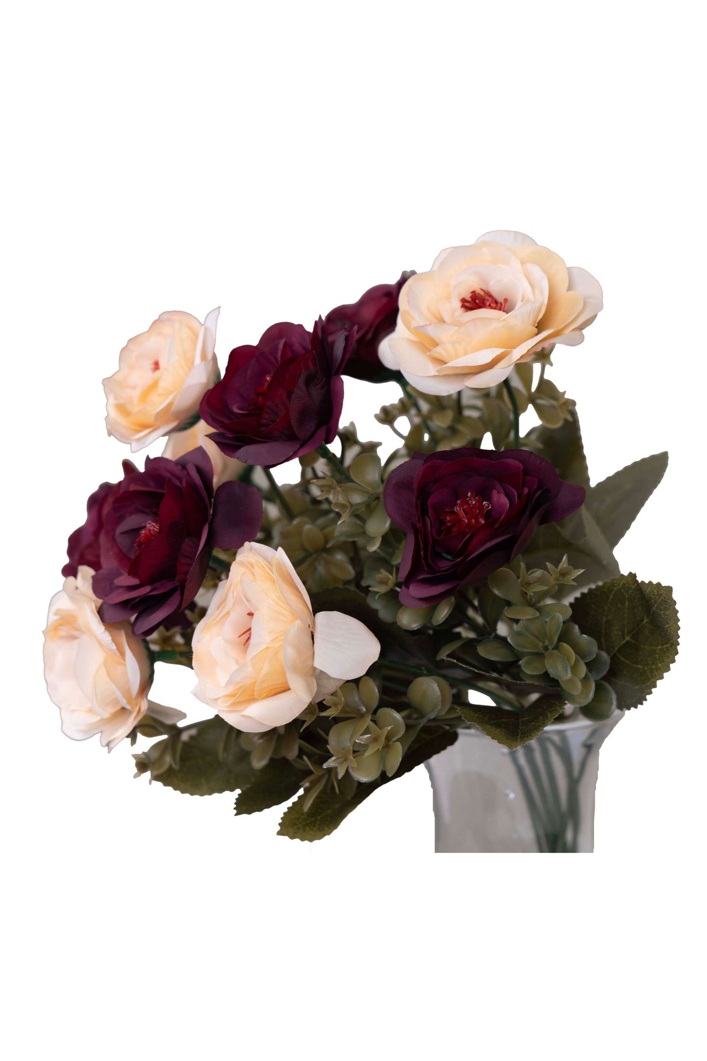 Premium Artificial Rose Flower Bunch-White (Without Pot)