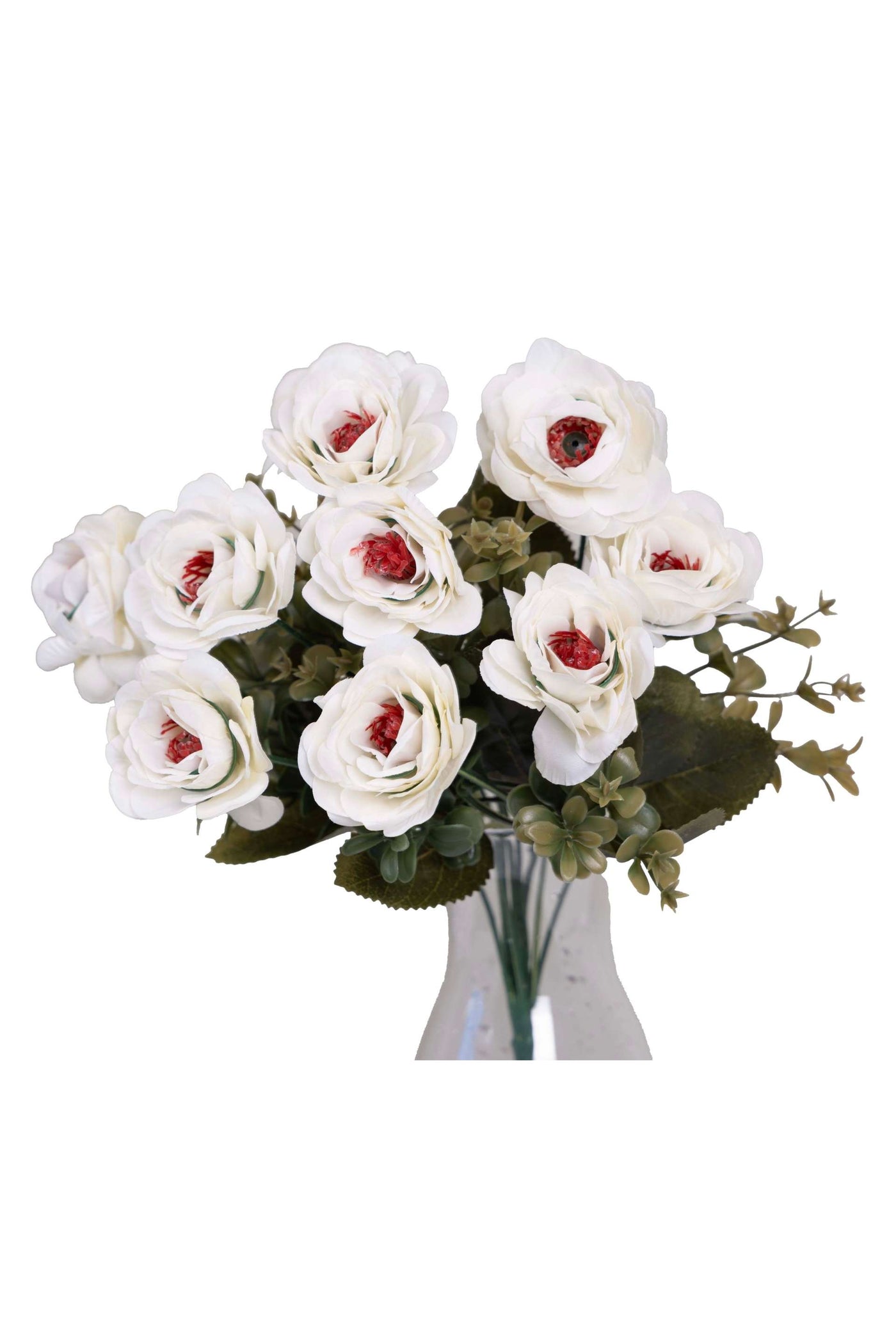 Premium Artificial Rose Flower Bunch-White (Without Pot)