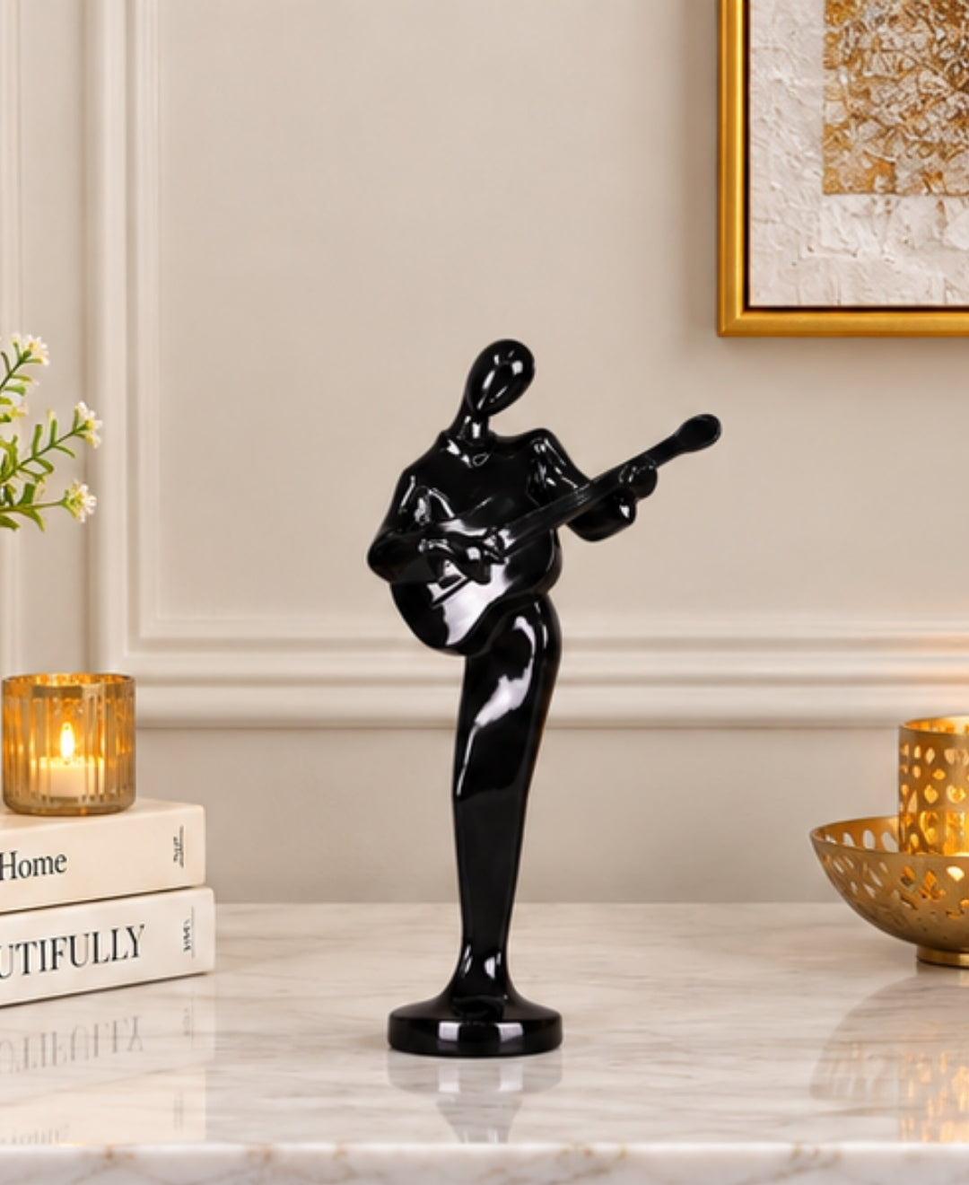 Abstract Guitarist Sculpture — Resin Art Figurine