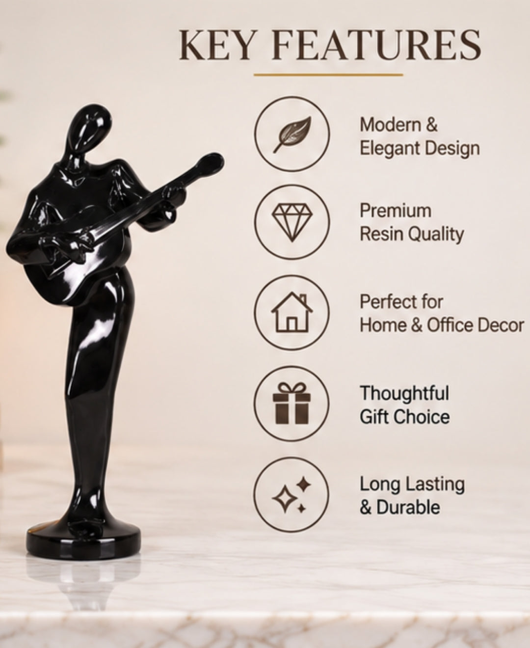 Abstract Guitarist Sculpture — Resin Art Figurine