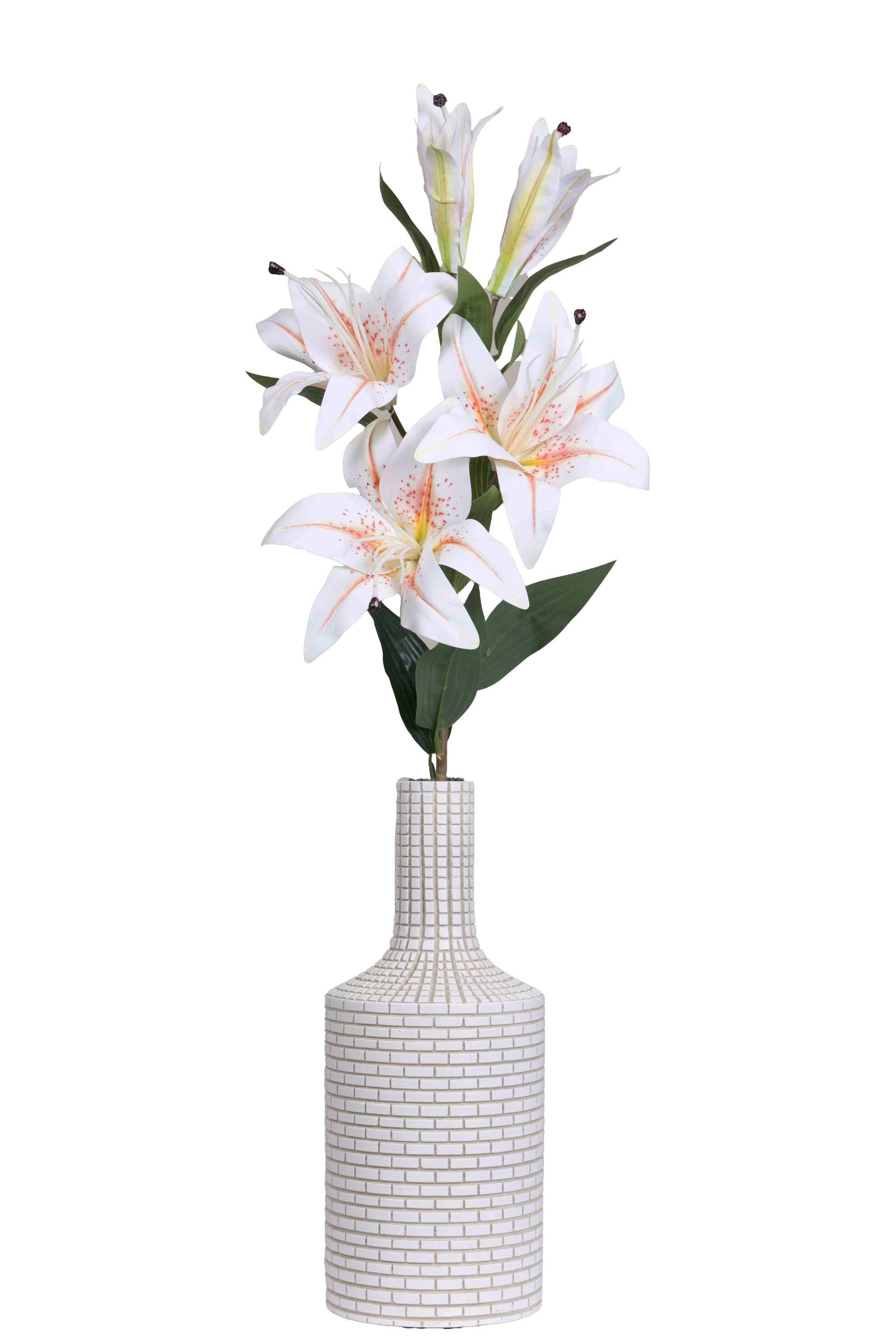 Art Street Artificial Oriental Lily Flower Sticks-Dotted White