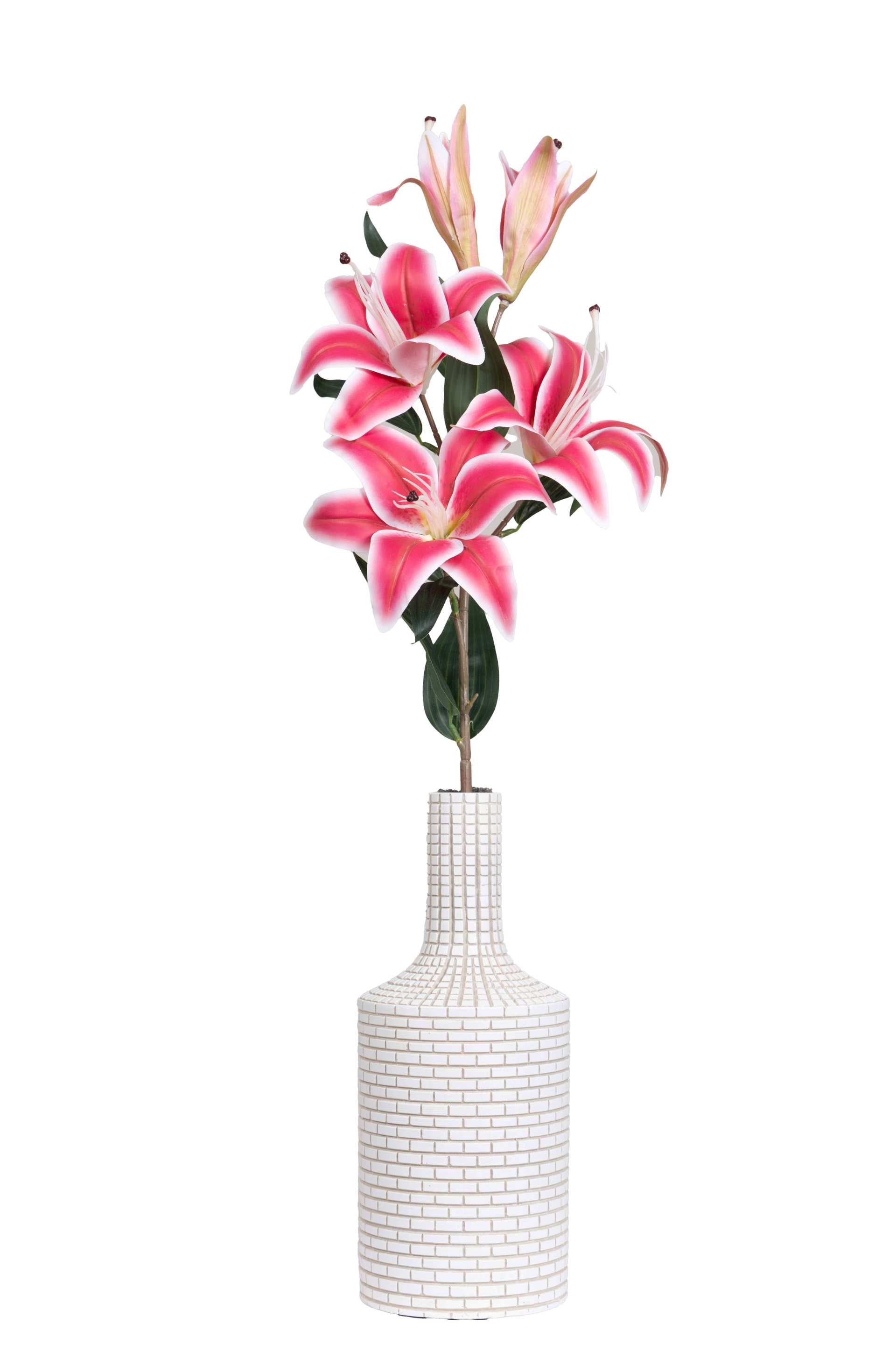 Art Street Artificial Oriental Lily Flower Sticks-Dotted White