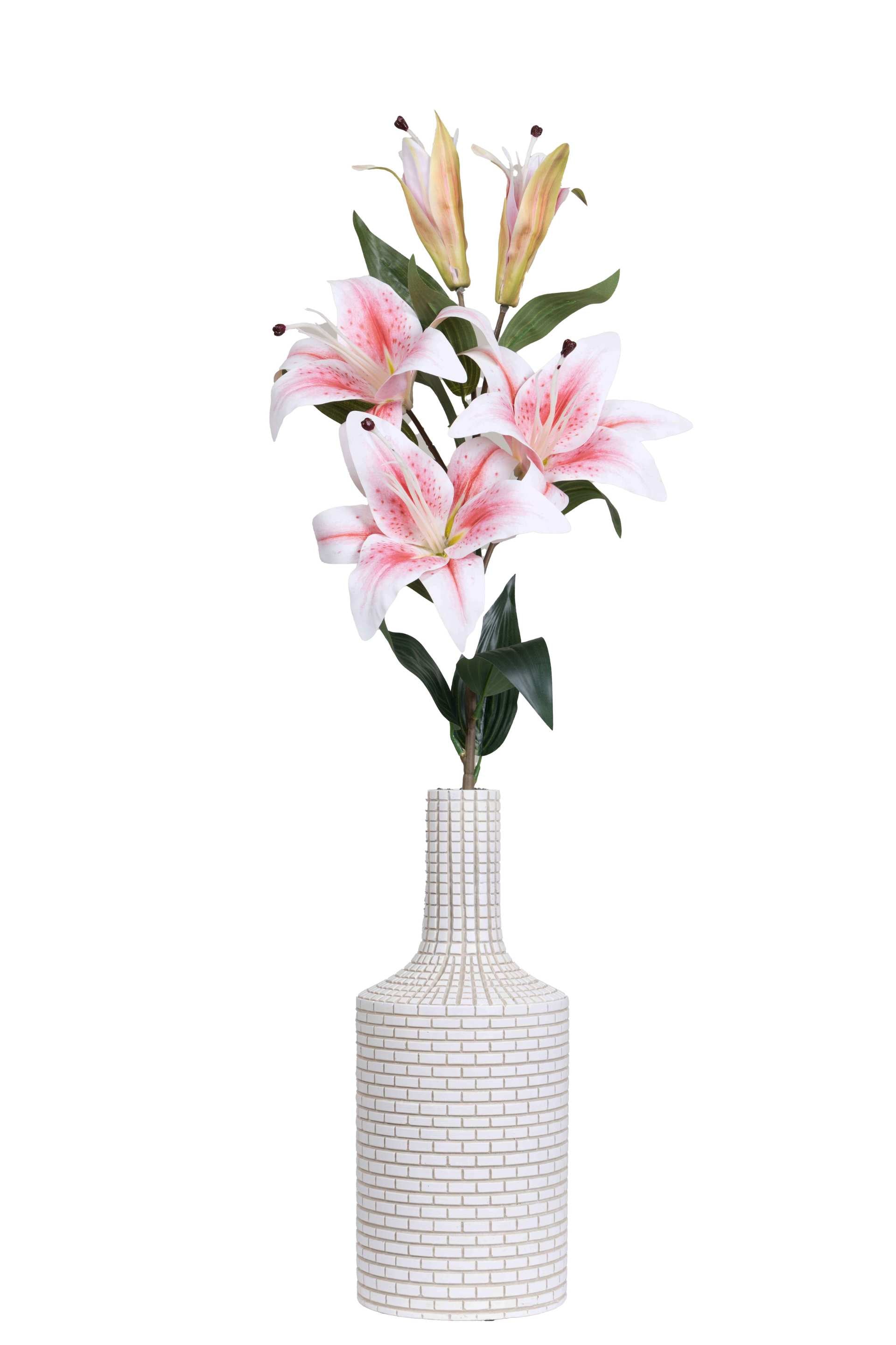Art Street Artificial Oriental Lily Flower Sticks-Dotted White