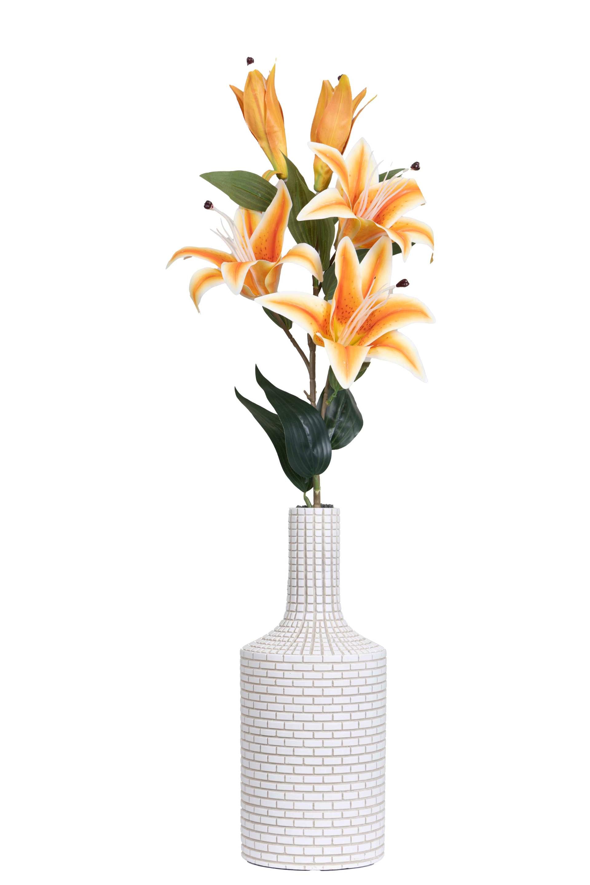 Art Street Artificial Oriental Lily Flower Sticks-Dotted White