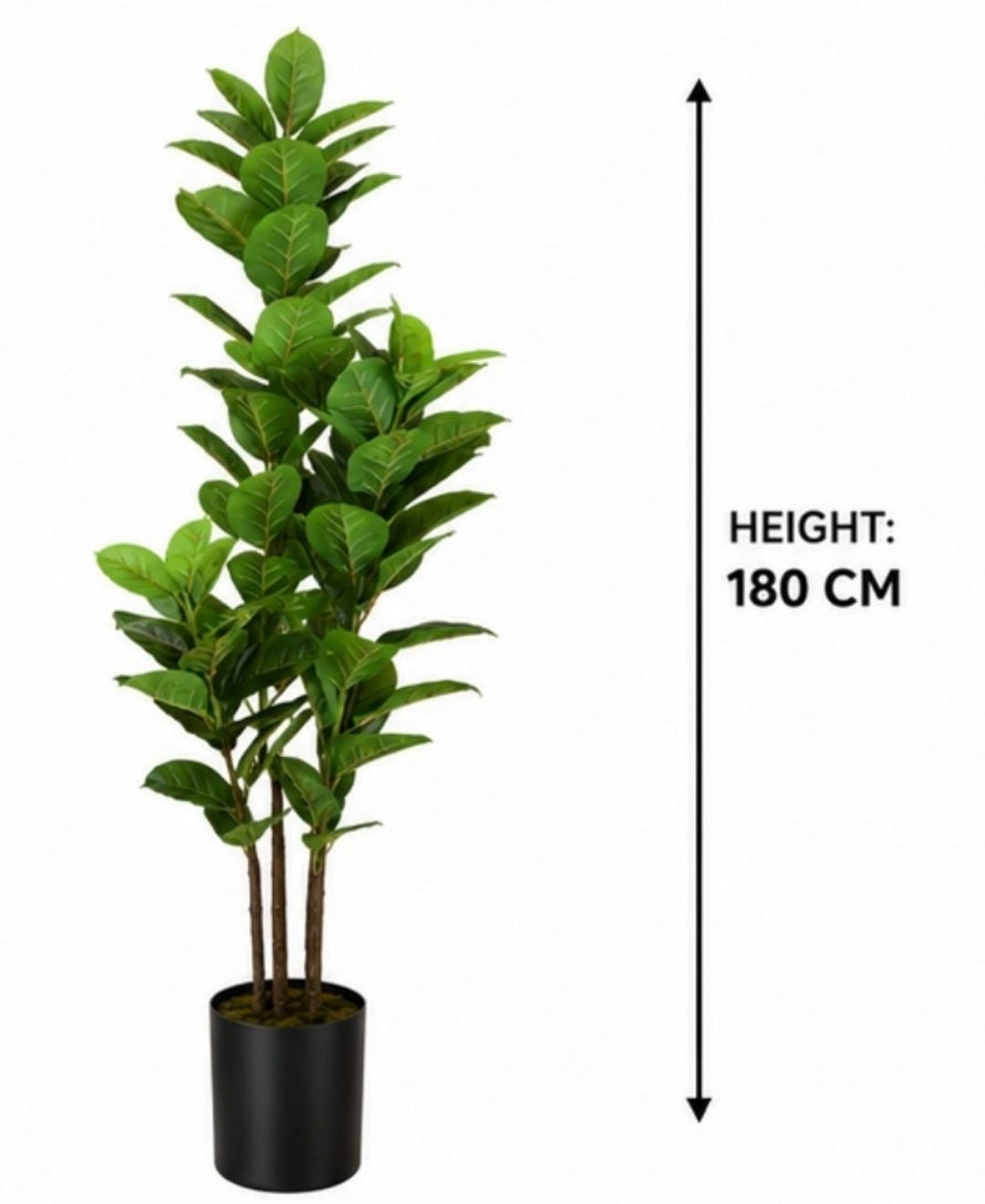 Premium Faux Rubber Green Plant with Pot - 6FT