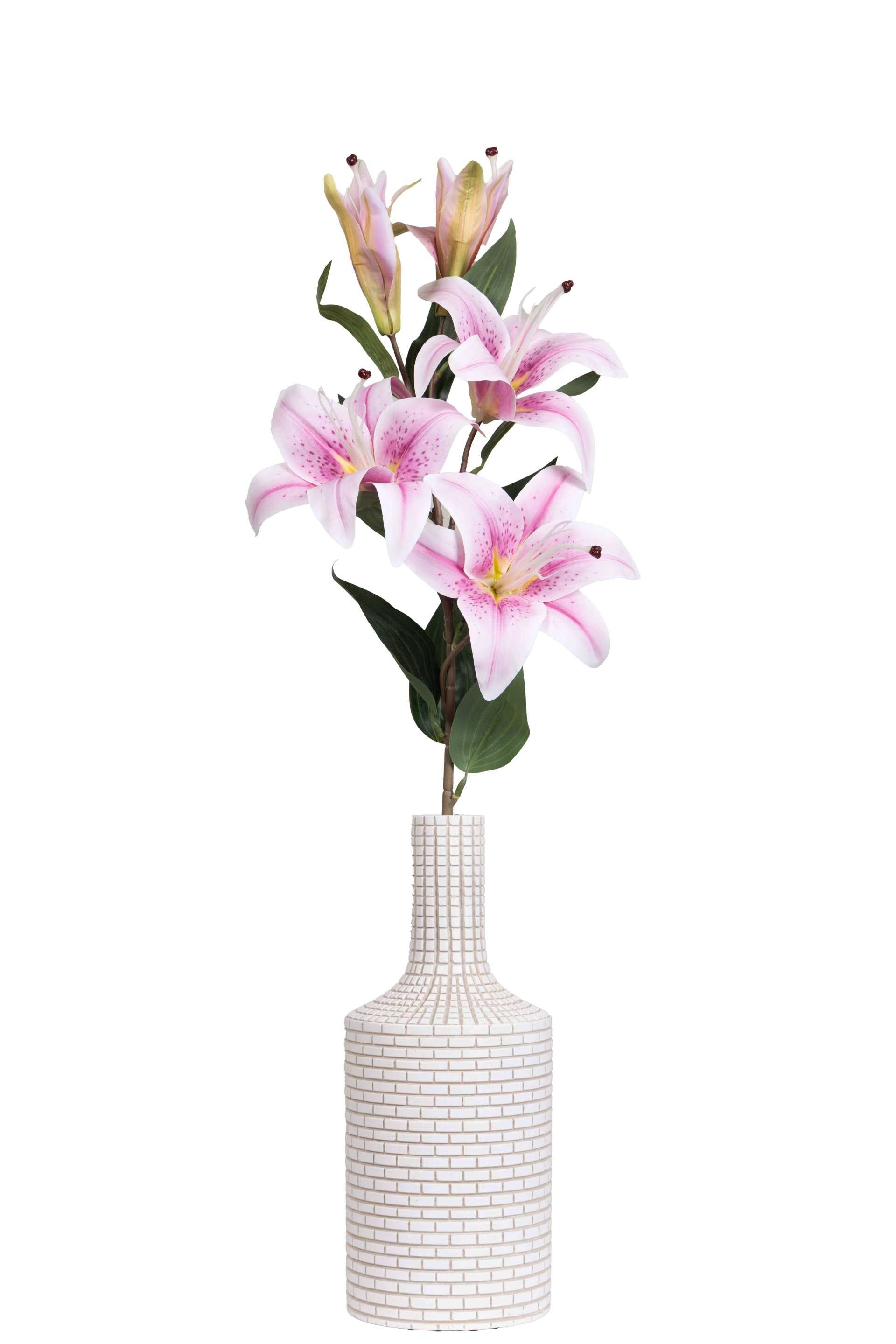 Art Street Artificial Oriental Lily Flower Sticks-Dotted White