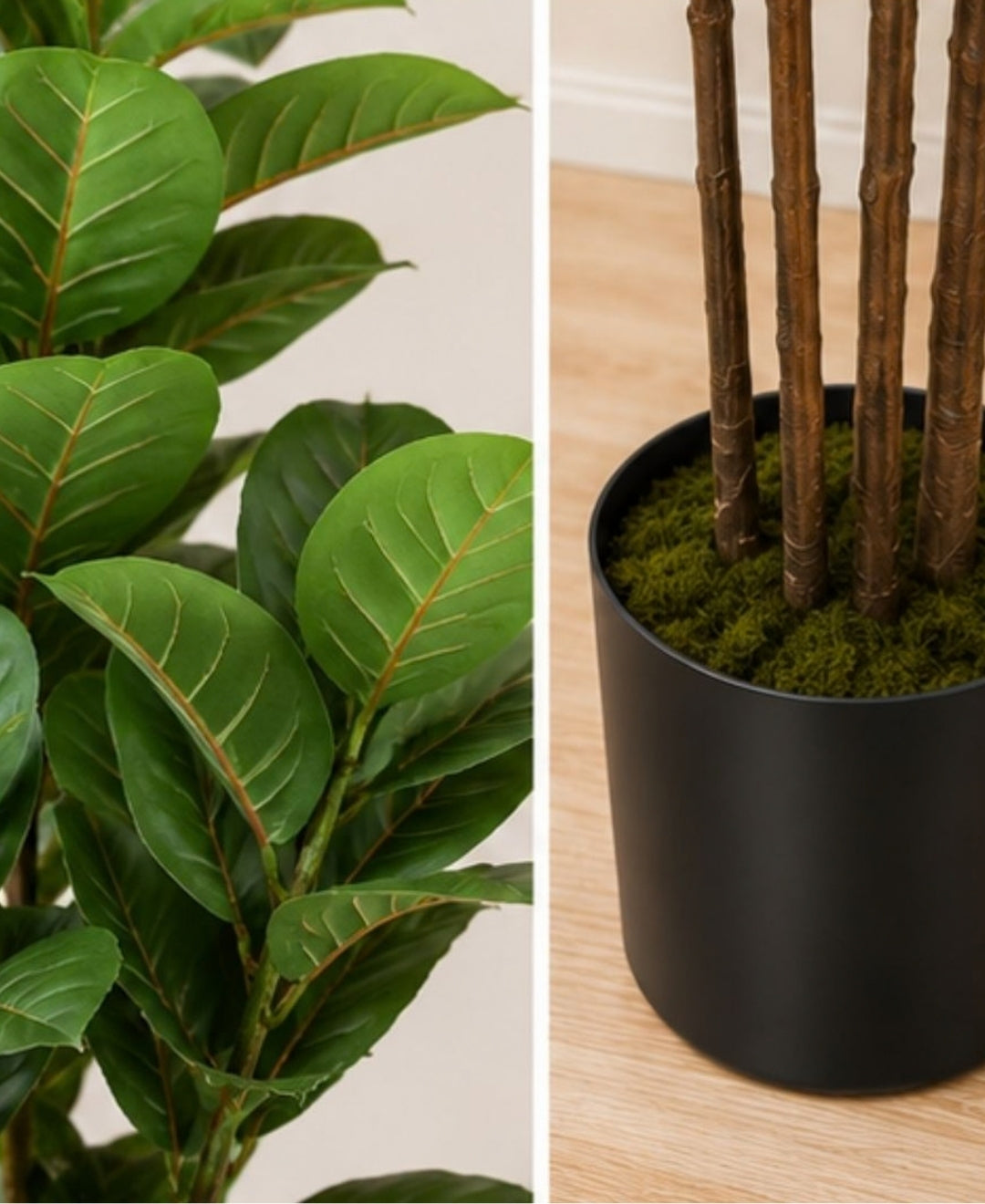 Premium Faux Rubber Green Plant with Pot - 6FT