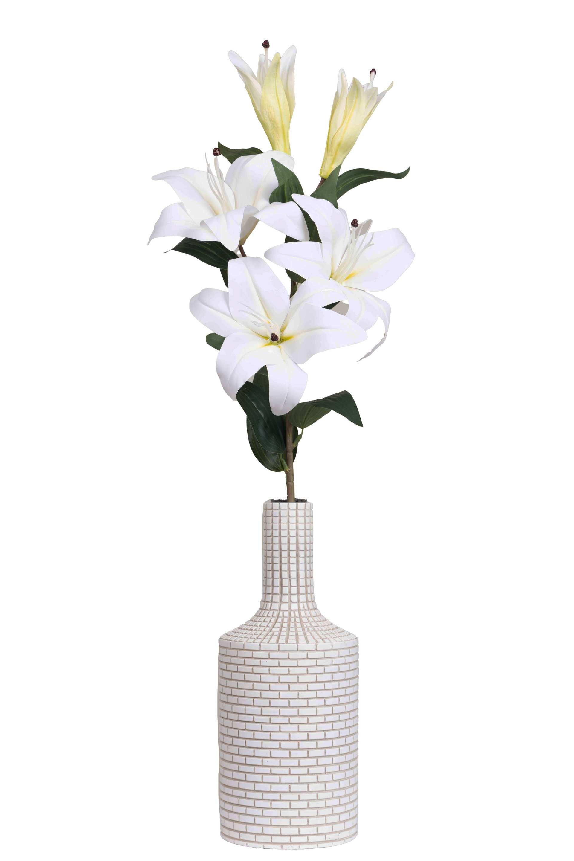 Art Street Artificial Oriental Lily Flower Sticks-Dotted White