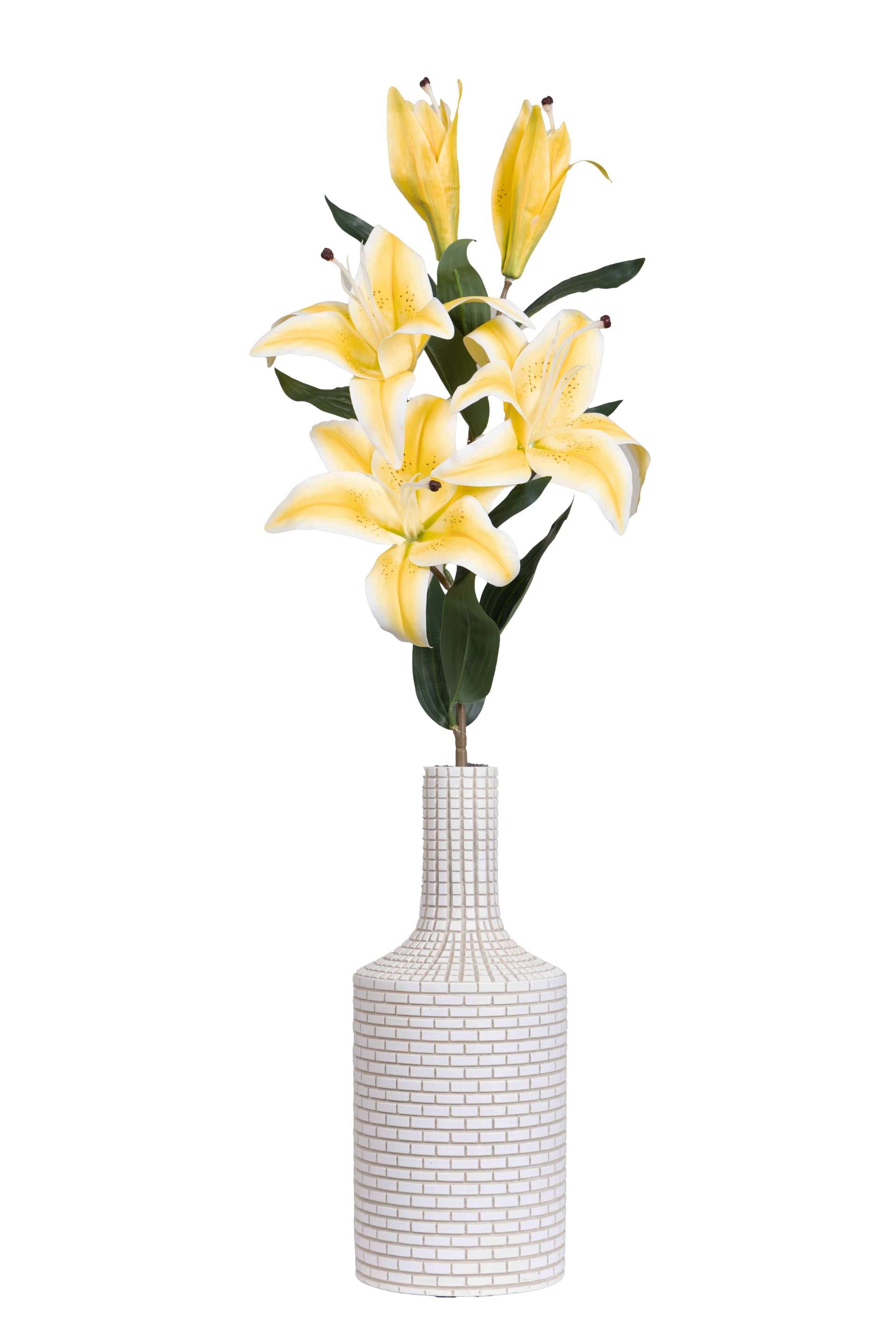 Art Street Artificial Oriental Lily Flower Sticks-Dotted White