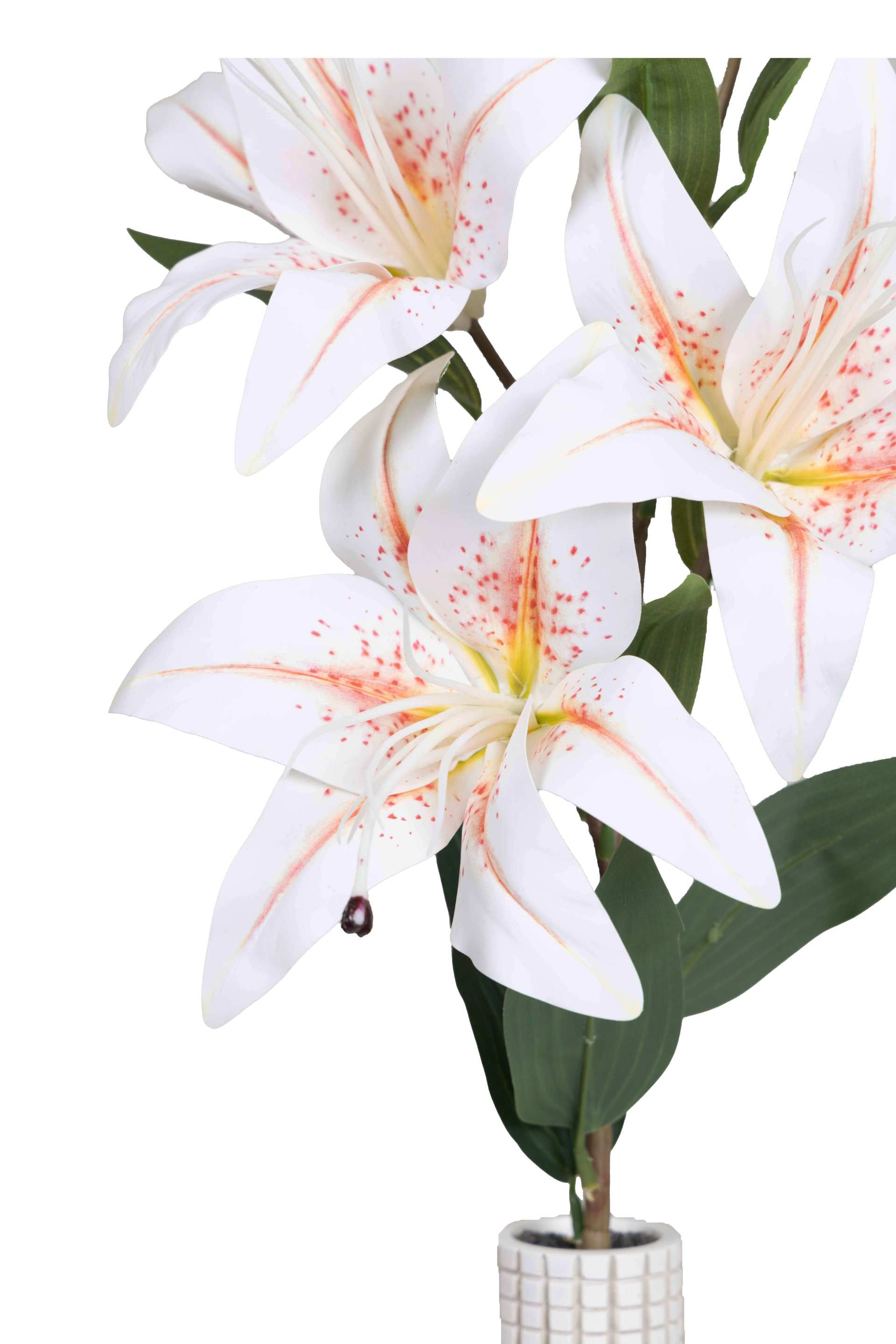 Art Street Artificial Oriental Lily Flower Sticks-Dotted White