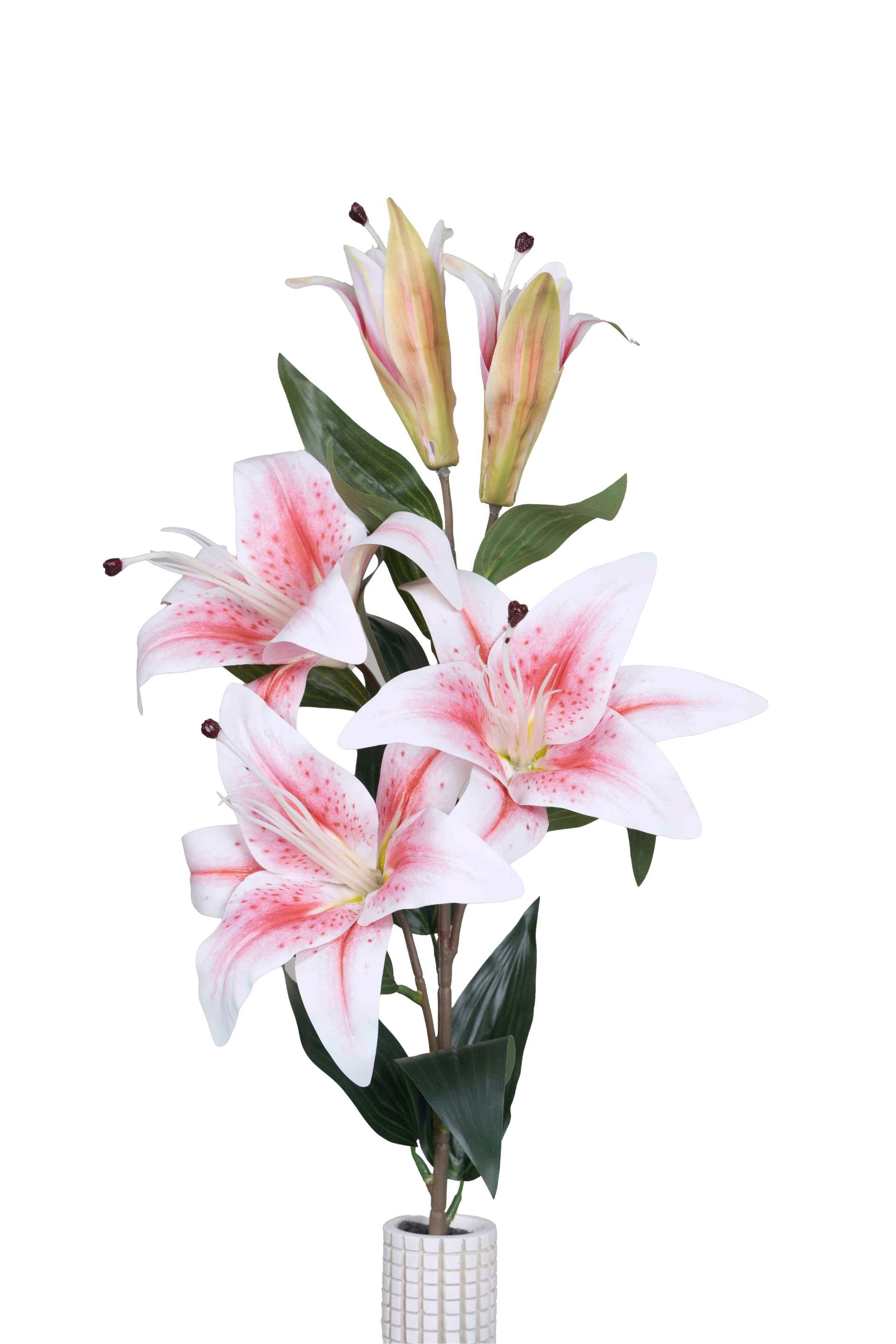 Art Street Artificial Oriental Lily Flower Sticks-Dotted White