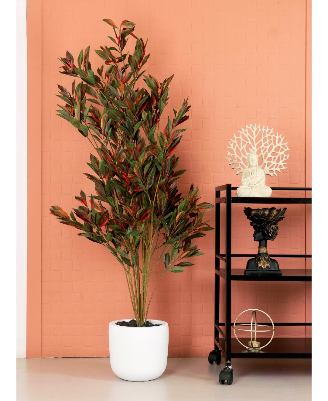 Elegant Faux Dracaena Red Green Plant Without Pot