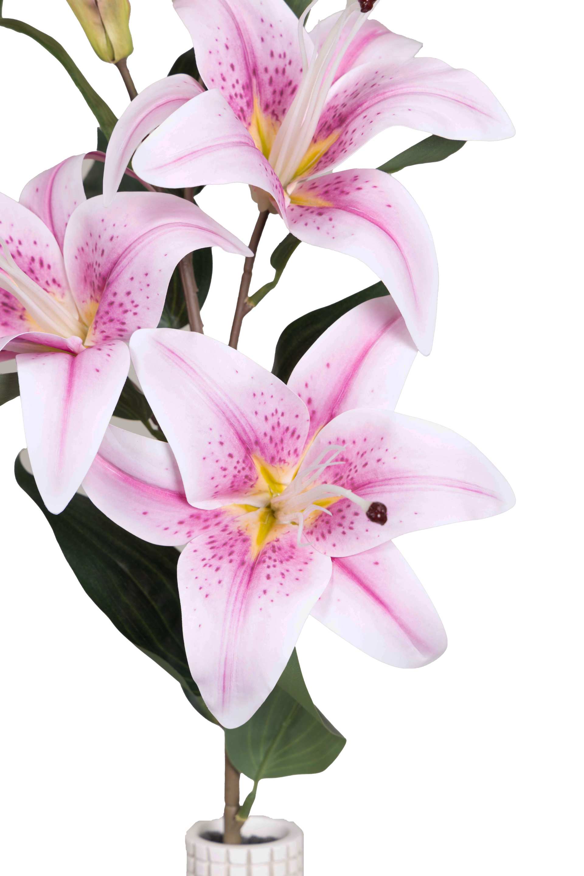 Art Street Artificial Oriental Lily Flower Sticks-Dotted White