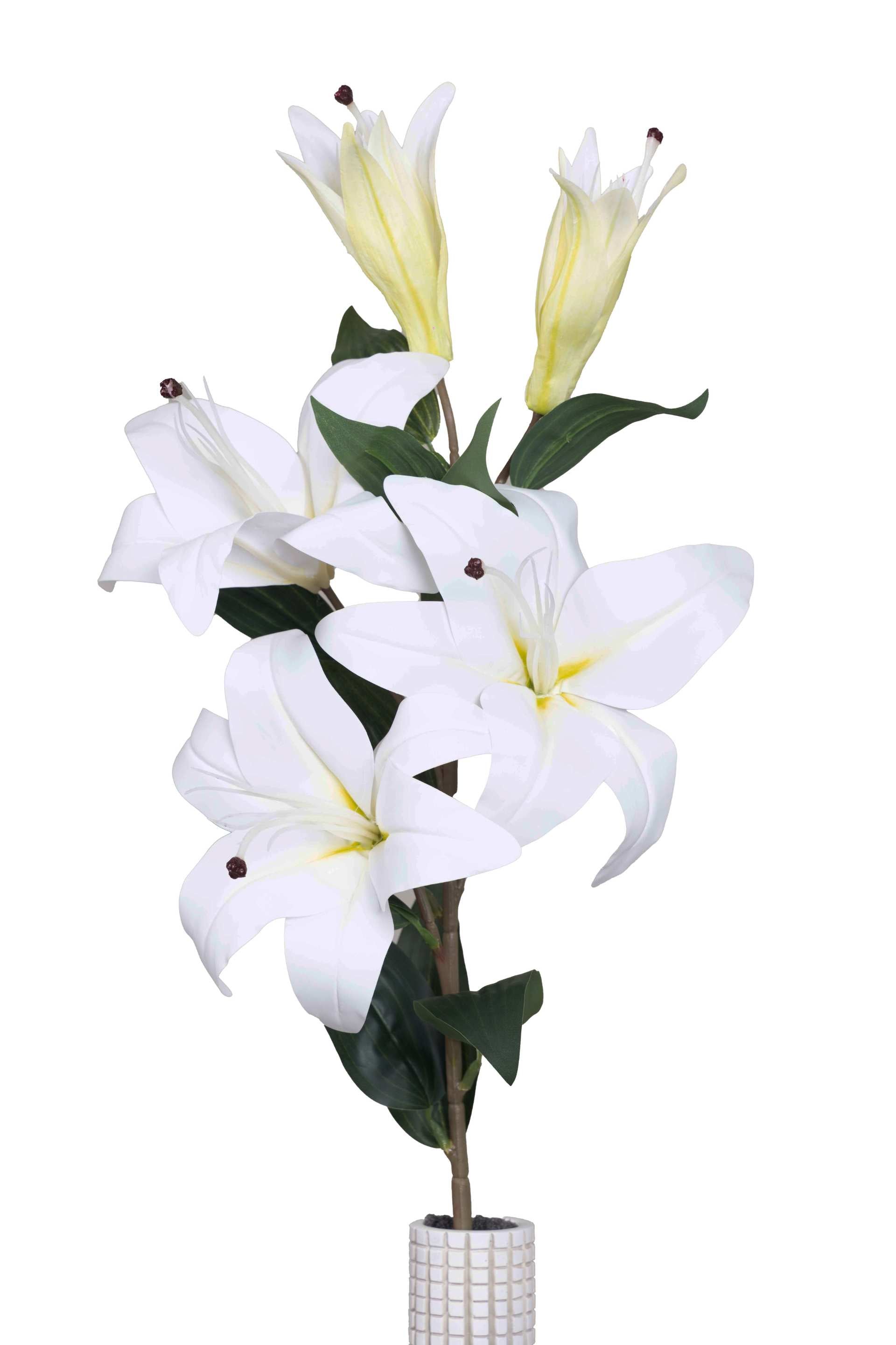 Art Street Artificial Oriental Lily Flower Sticks-Dotted White