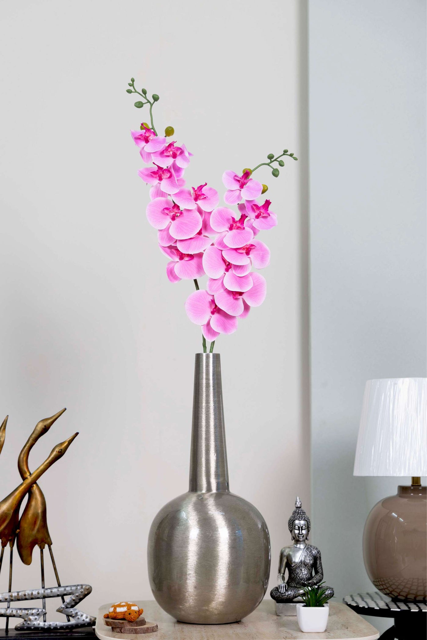 Dual Stem Artificial Orchid Flower-Dark Pink