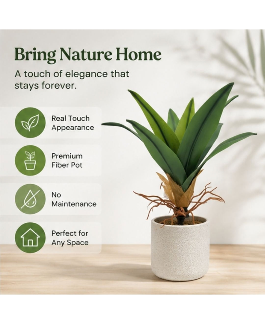 Mini Faux Agave Green Tabletop Plant without Pot