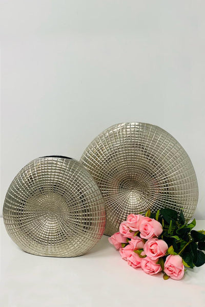 PolliNation Textured Metal Flower vase for Home and Office Decor