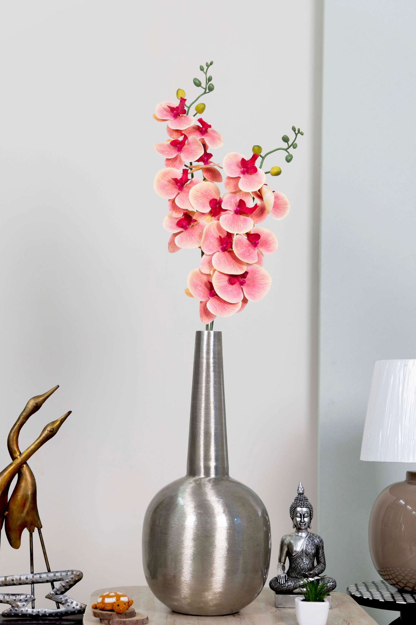 Dual Stem Artificial Orchid Flower-Dark Pink