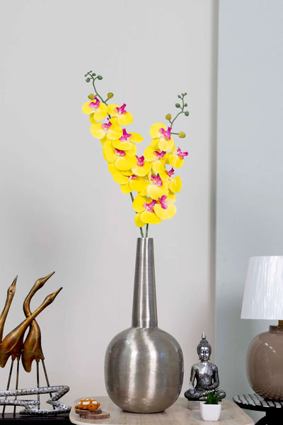 Dual Stem Artificial Orchid Flower-Yellow