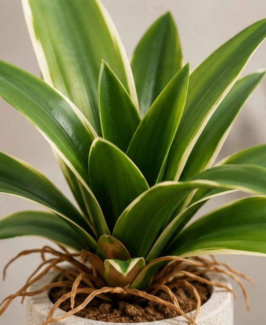 Mini Faux Agave White Green Tabletop Plant without Pot