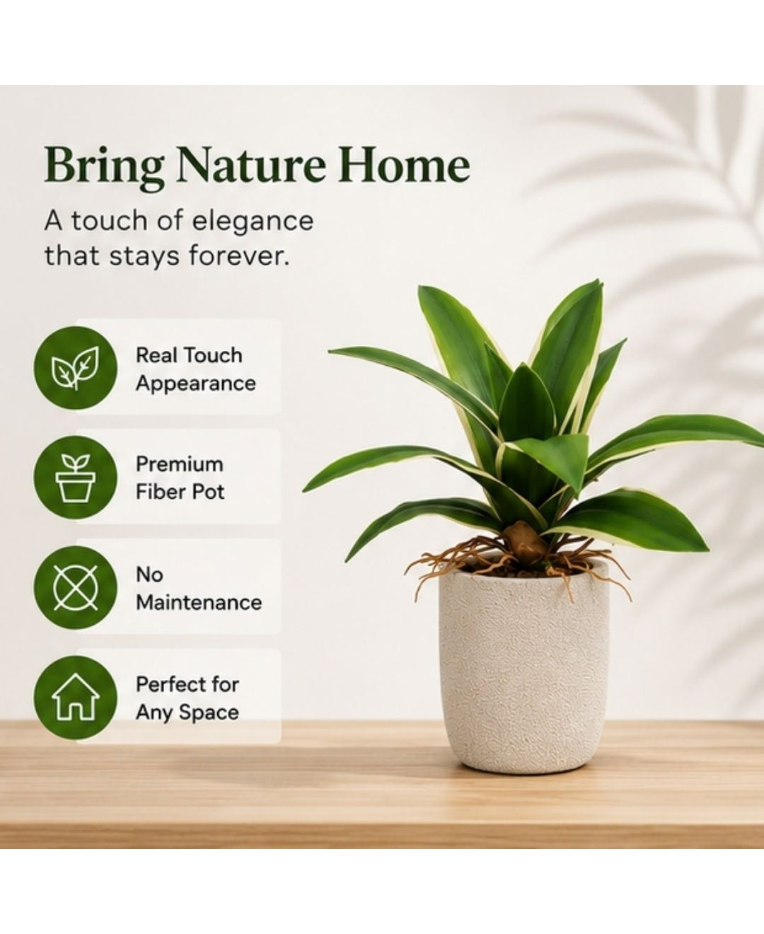 Mini Faux Agave White Green Tabletop Plant without Pot