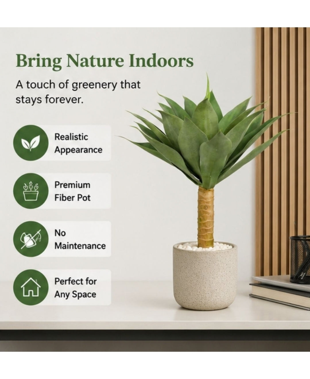 Medium Faux Agave Green Tabletop Plant without Pot