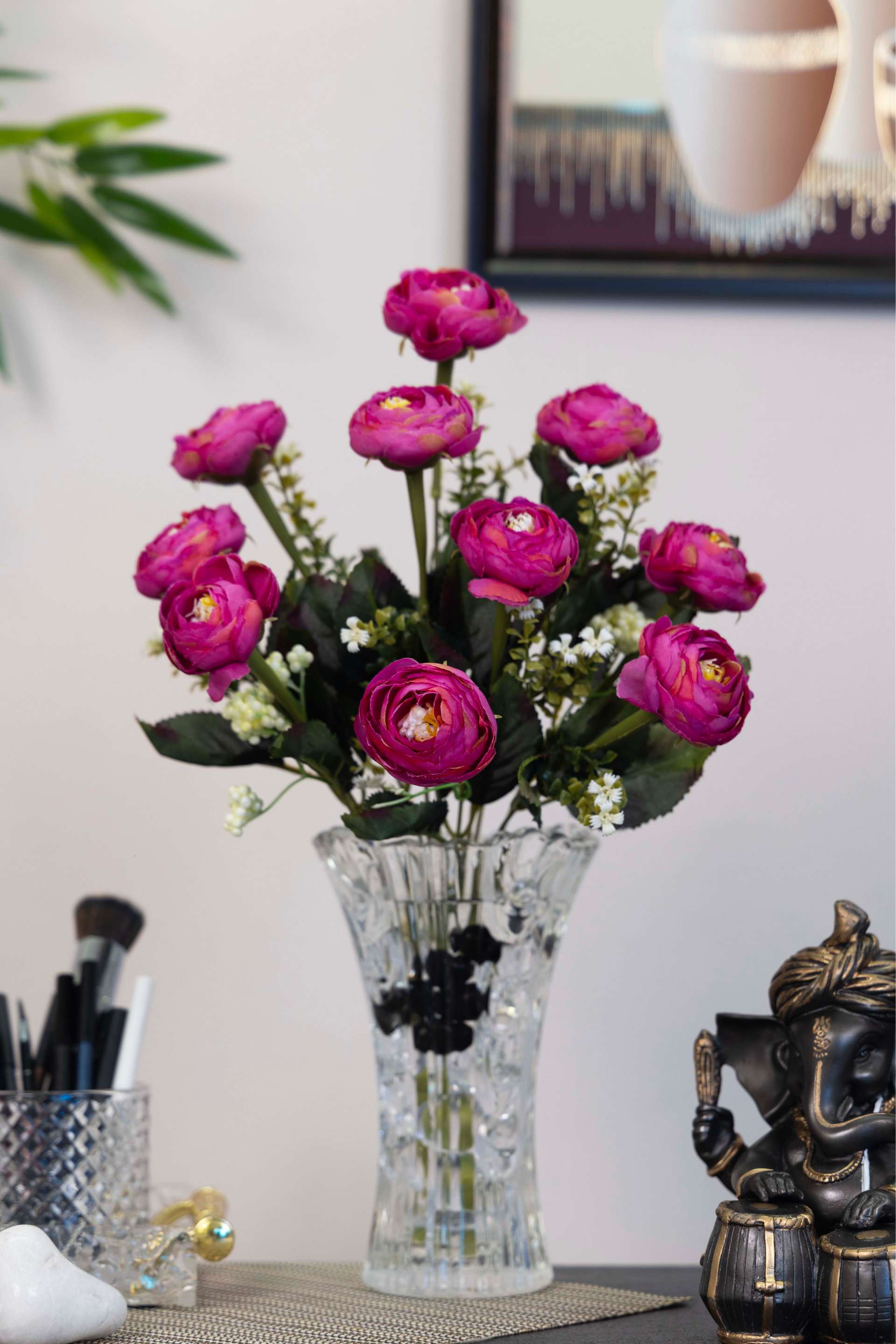 Vibrant Artificial Bloom Flower Bunch-Dark Pink